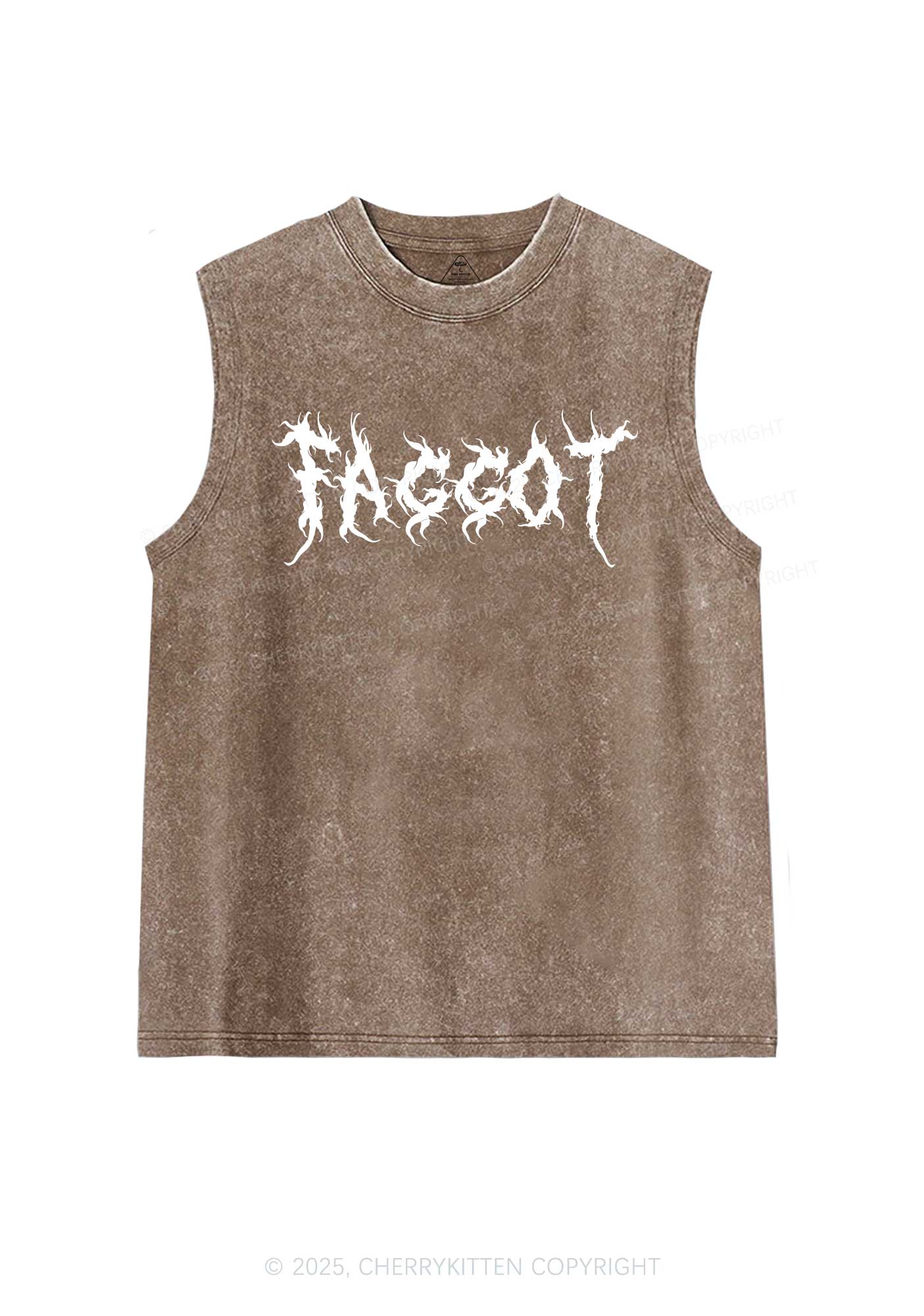 Punk Faggot Pride Y2K Washed Muscle Tank Cherrykitten