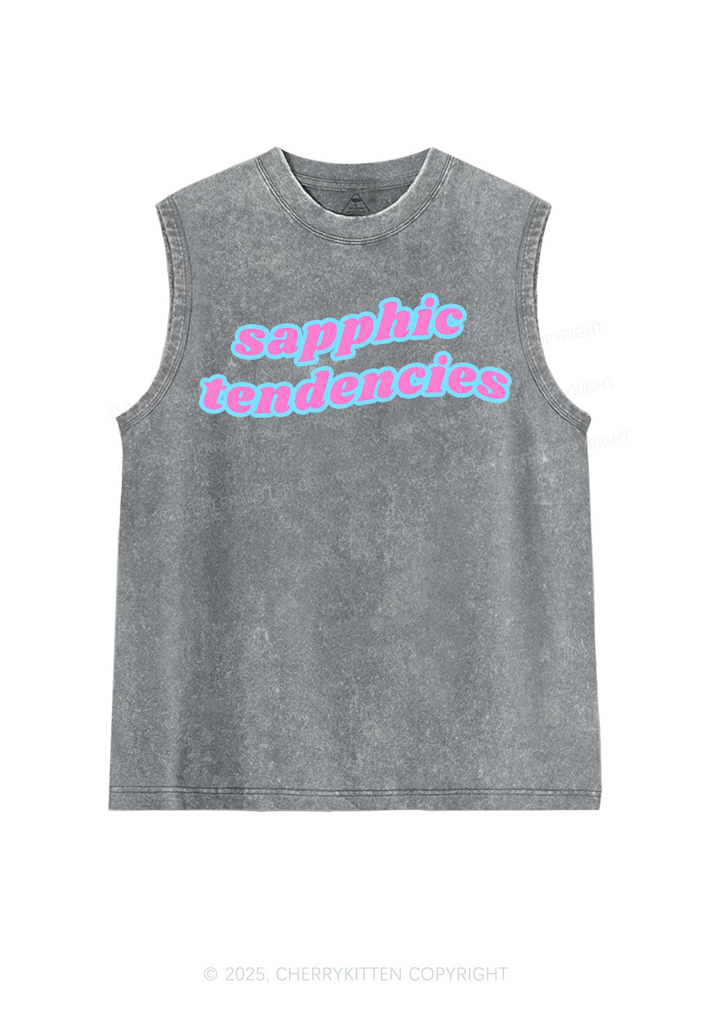Sapphic Tendencies Pride Y2K Washed Muscle Tank Cherrykitten