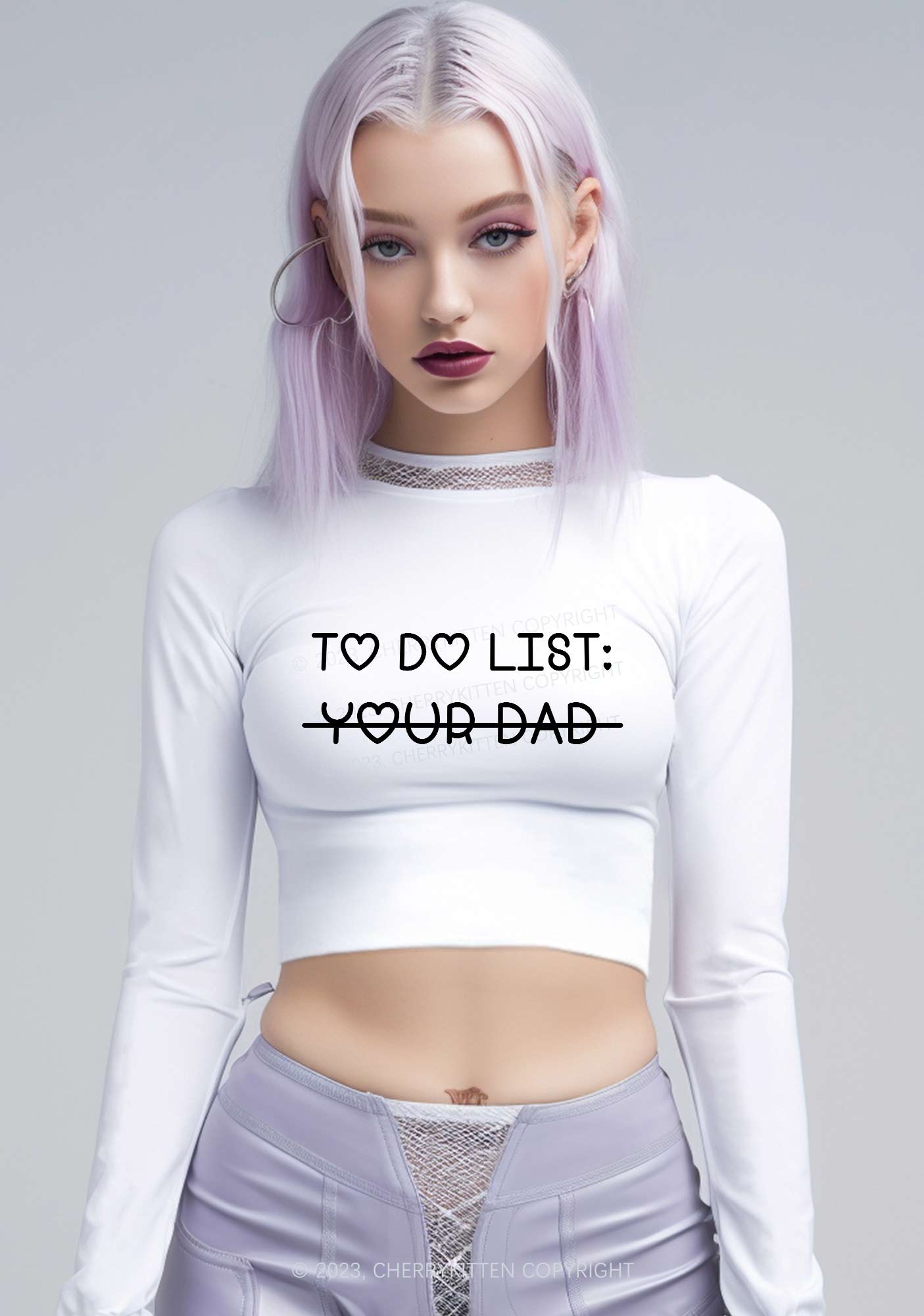 To Do List Your Dad Long Sleeve Crop Top Cherrykitten
