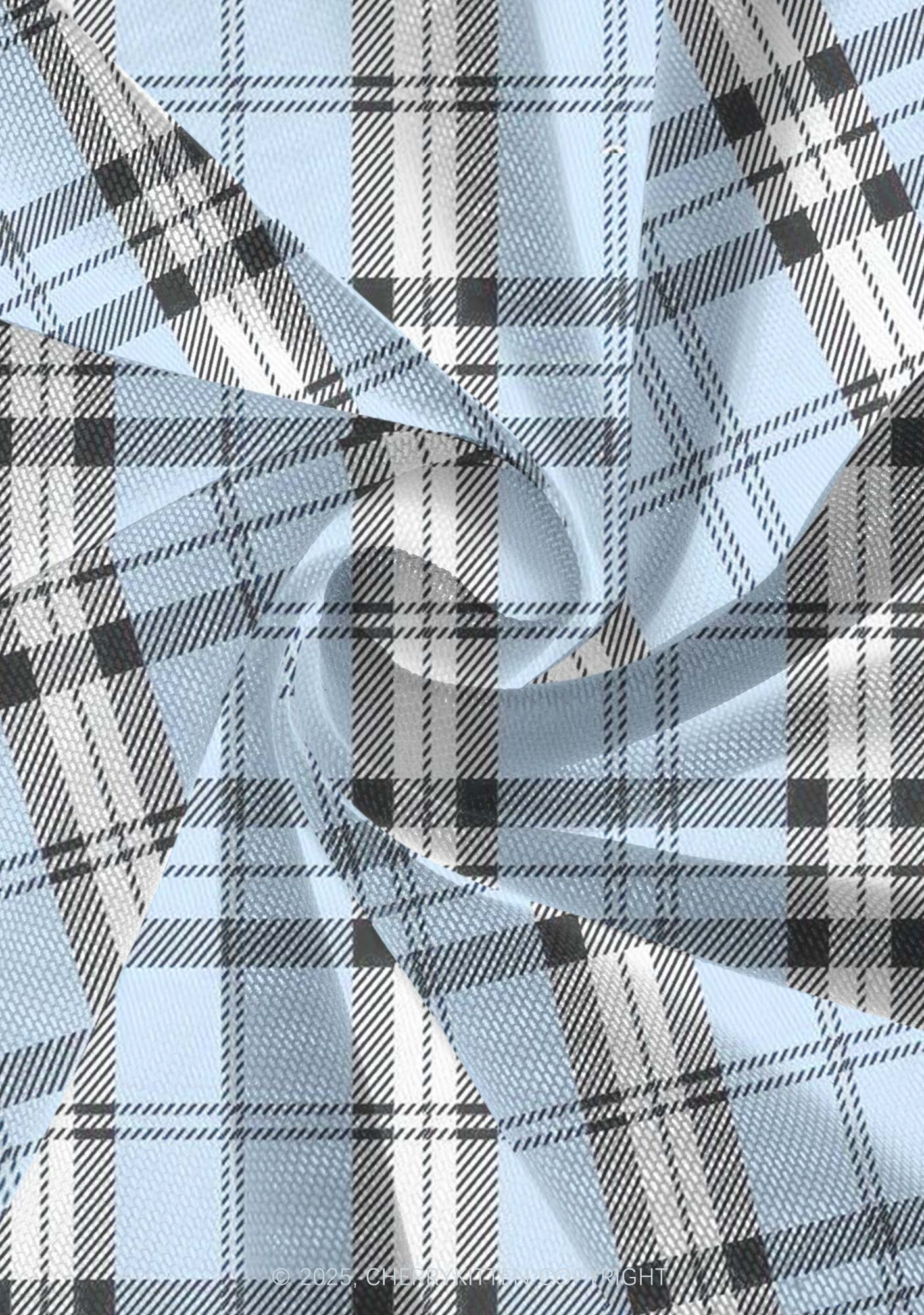 Light Blue Plaid Y2K Print Mini Layered Skirt Cherrykitten
