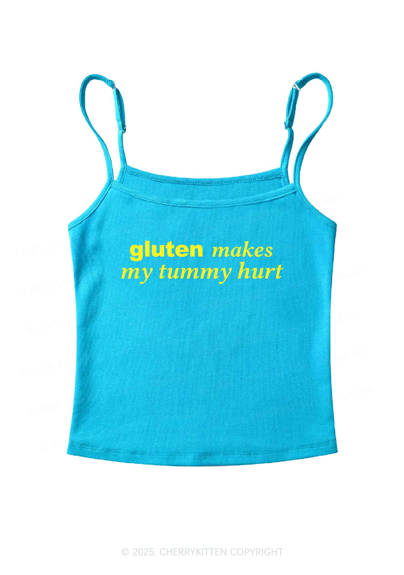 Gluten Makes Tummy Hurt Y2K Spaghetti Strap Cami Cherrykitten