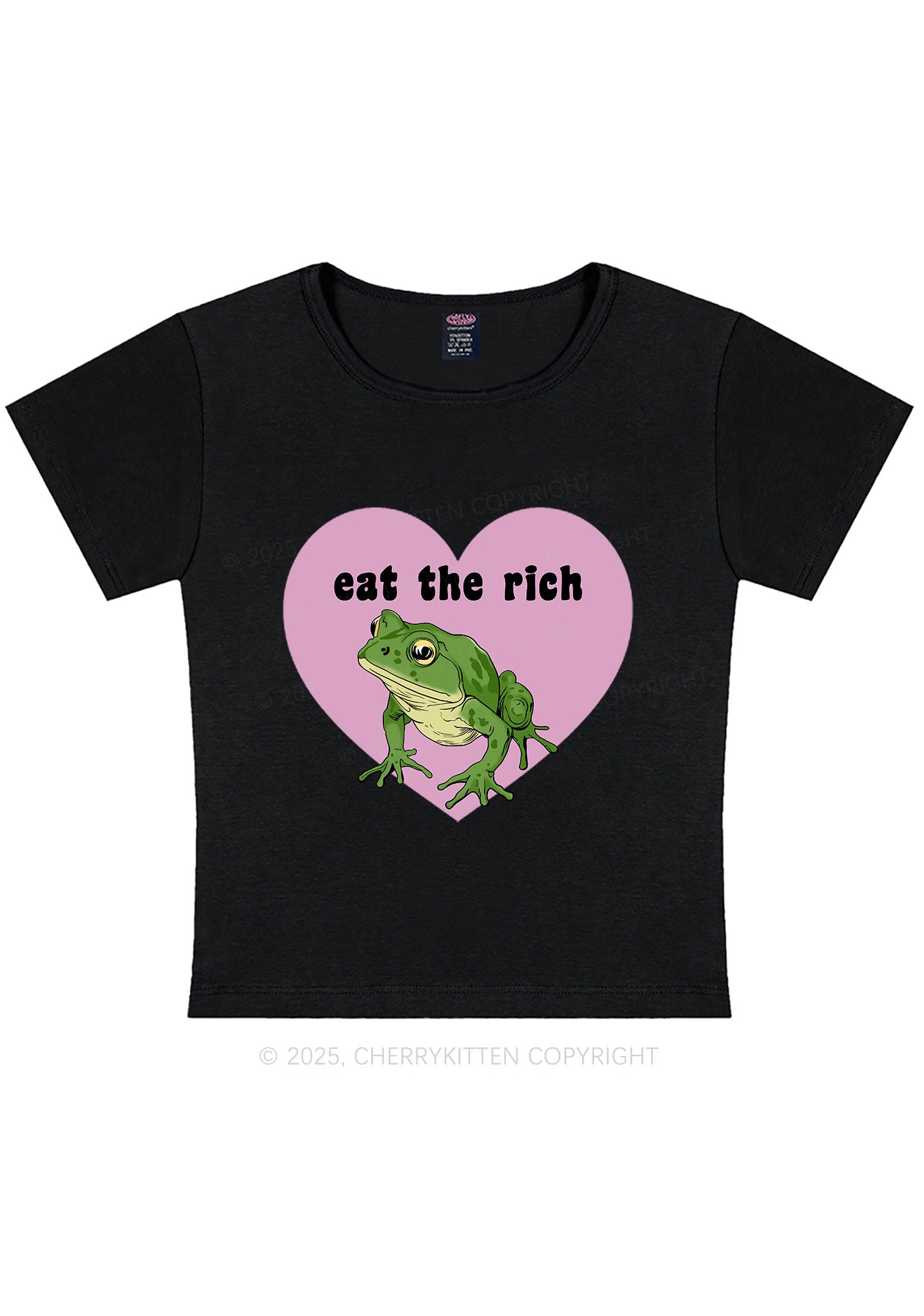 Curvy Eat The Rich Frog Y2K Baby Tee Cherrykitten