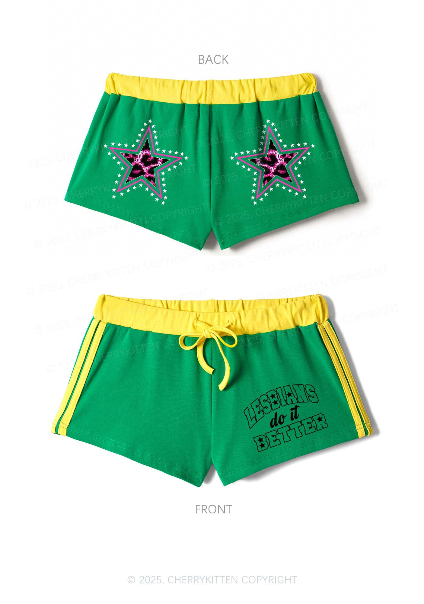 Lesbians Do It Better Pride Y2K Drawstring Mini Shorts Cherrykitten