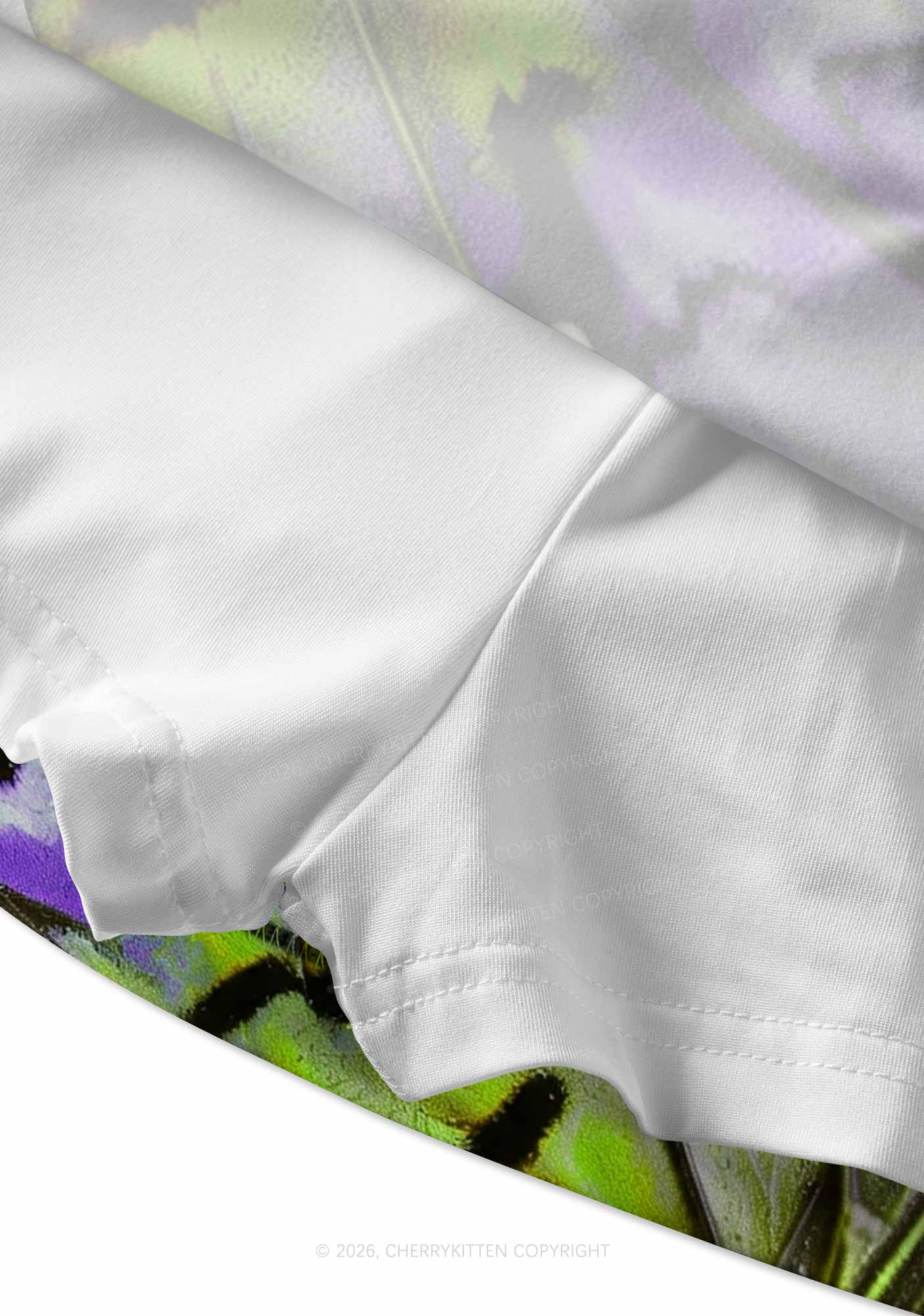 Purple Lime Butterfly Wing Y2K Print Mini Skirt Cherrykitten