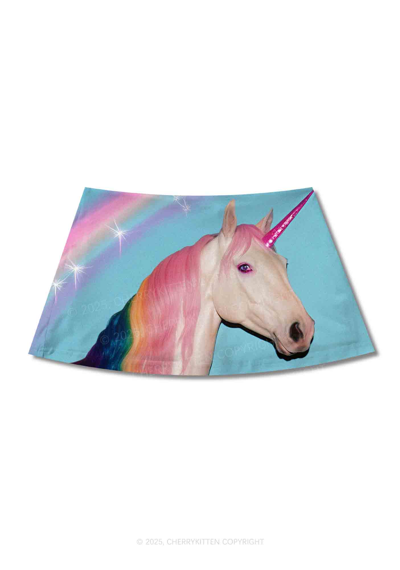 Colorful Unicorn Y2K Print Mini Skirt Cherrykitten