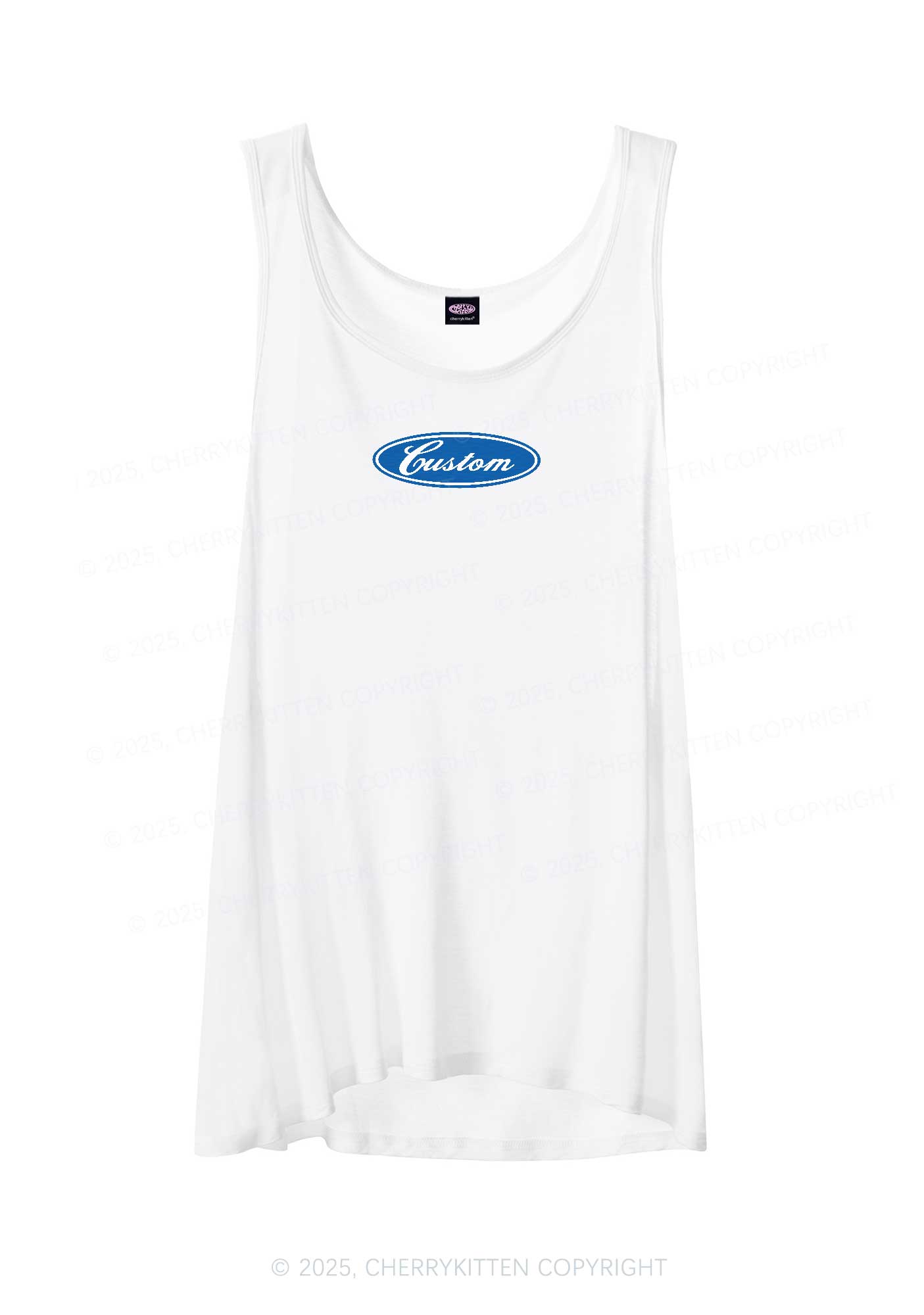 Oval Custom Text Y2K Sheer Boyfriend Tank Cherrykitten