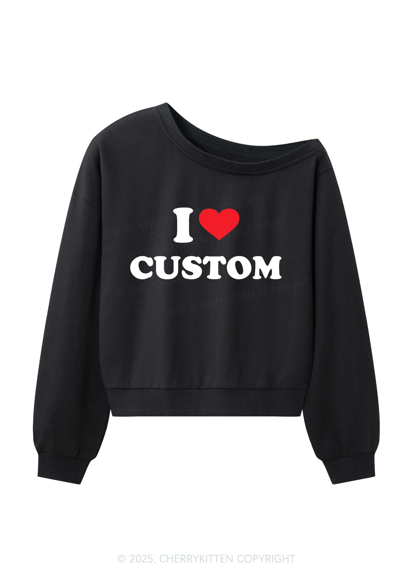 I Love Custom Personalized Y2K Off Shoulder Sweatshirts Cherrykitten