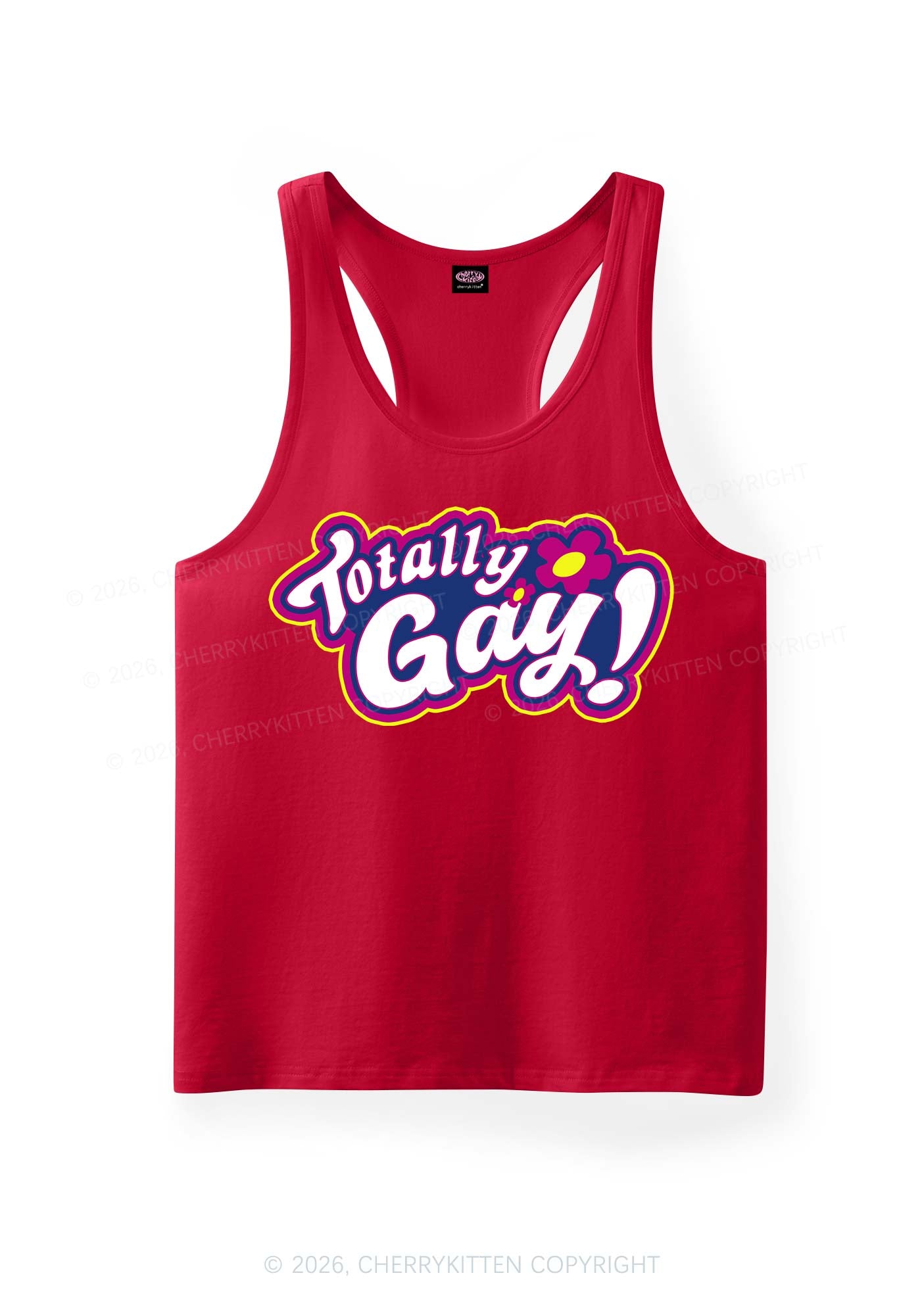 Totally Gay Pride Y2K Men Racerback Tank Top Cherrykitten