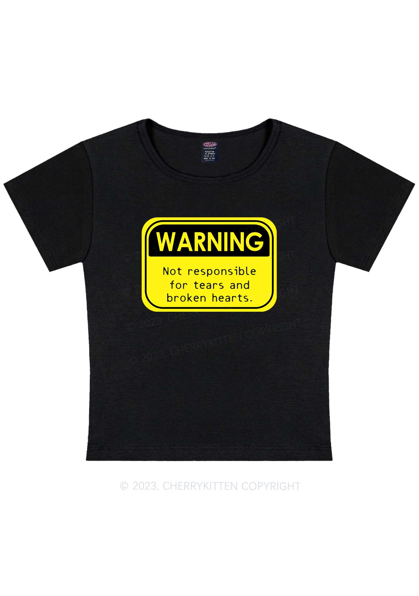 Curvy Warning Sign Y2K Baby Tee Cherrykitten