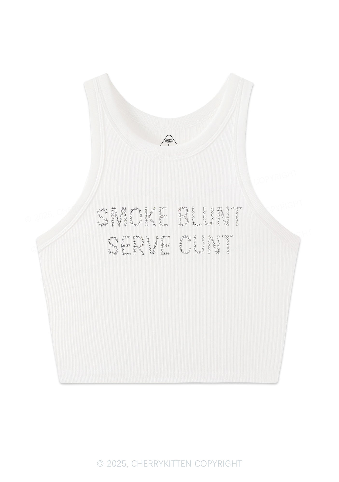 Rhinestone Smoke Blunt Y2K Crop Tank Top Cherrykitten