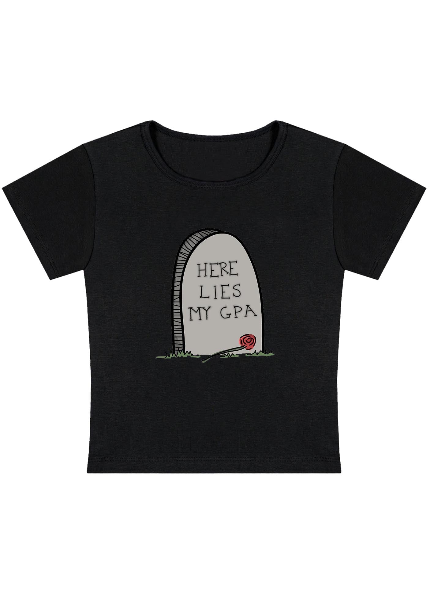 Curvy Here Lies My GPA Baby Tee