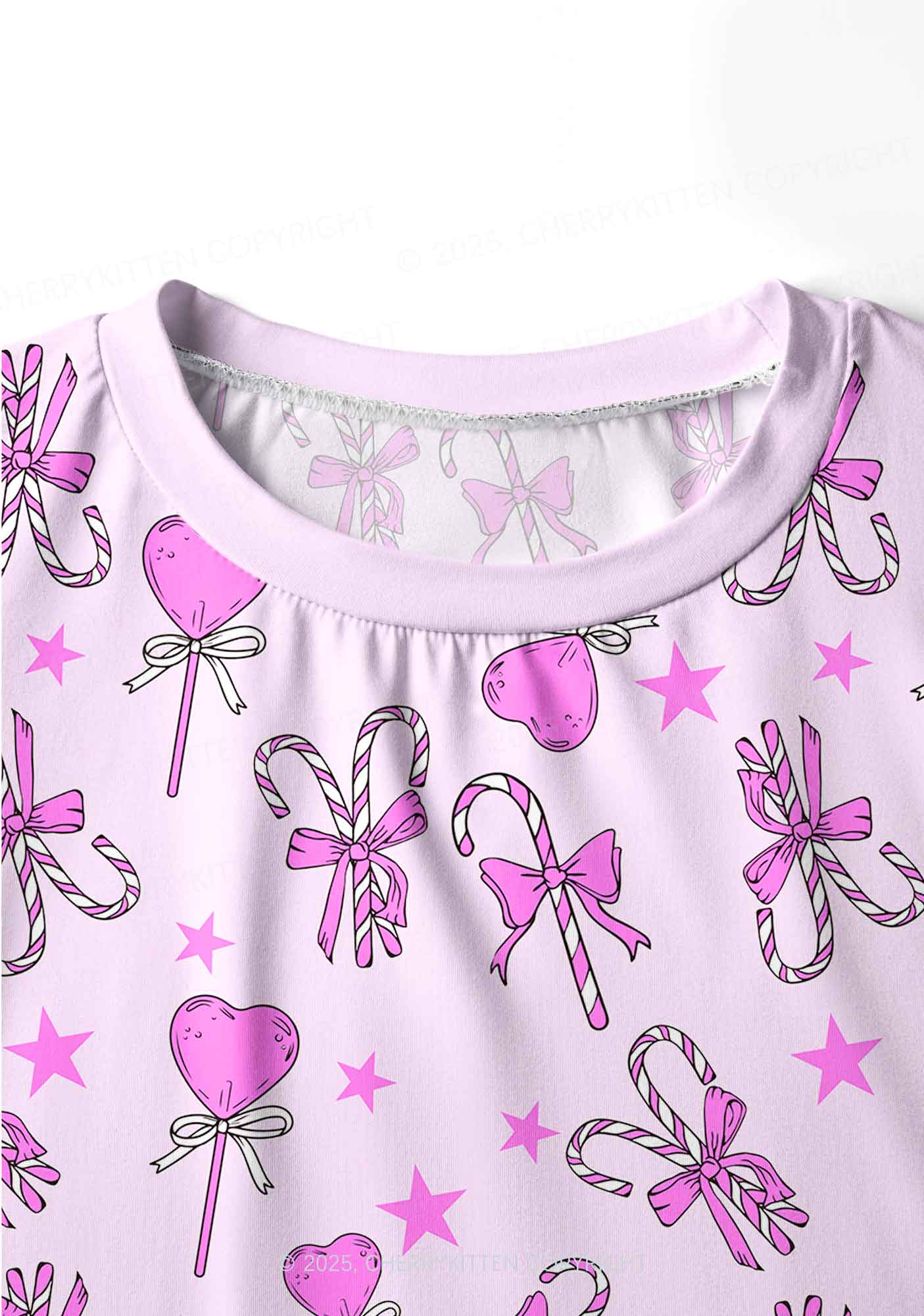 Christmas Heart Candy Y2K Print Long Sleeve Pajama Set Cherrykitten