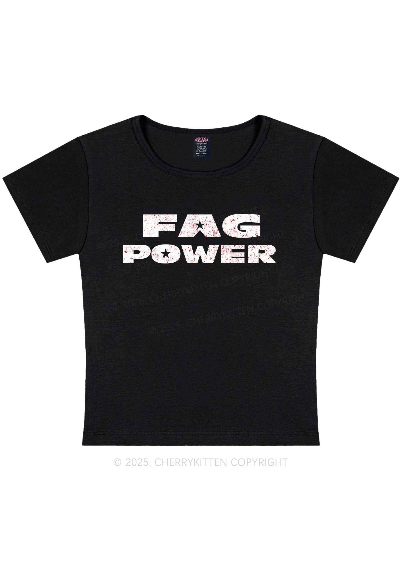 Fag Power Pride Y2K Baby Tee Cherrykitten