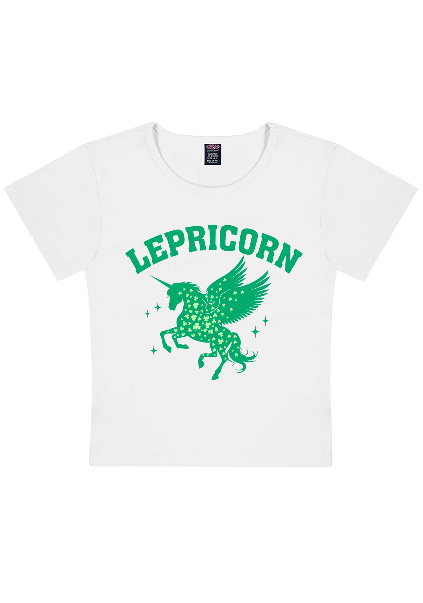 Lepricorn Unicorn St Patricks Y2K Baby Tee Cherrykitten