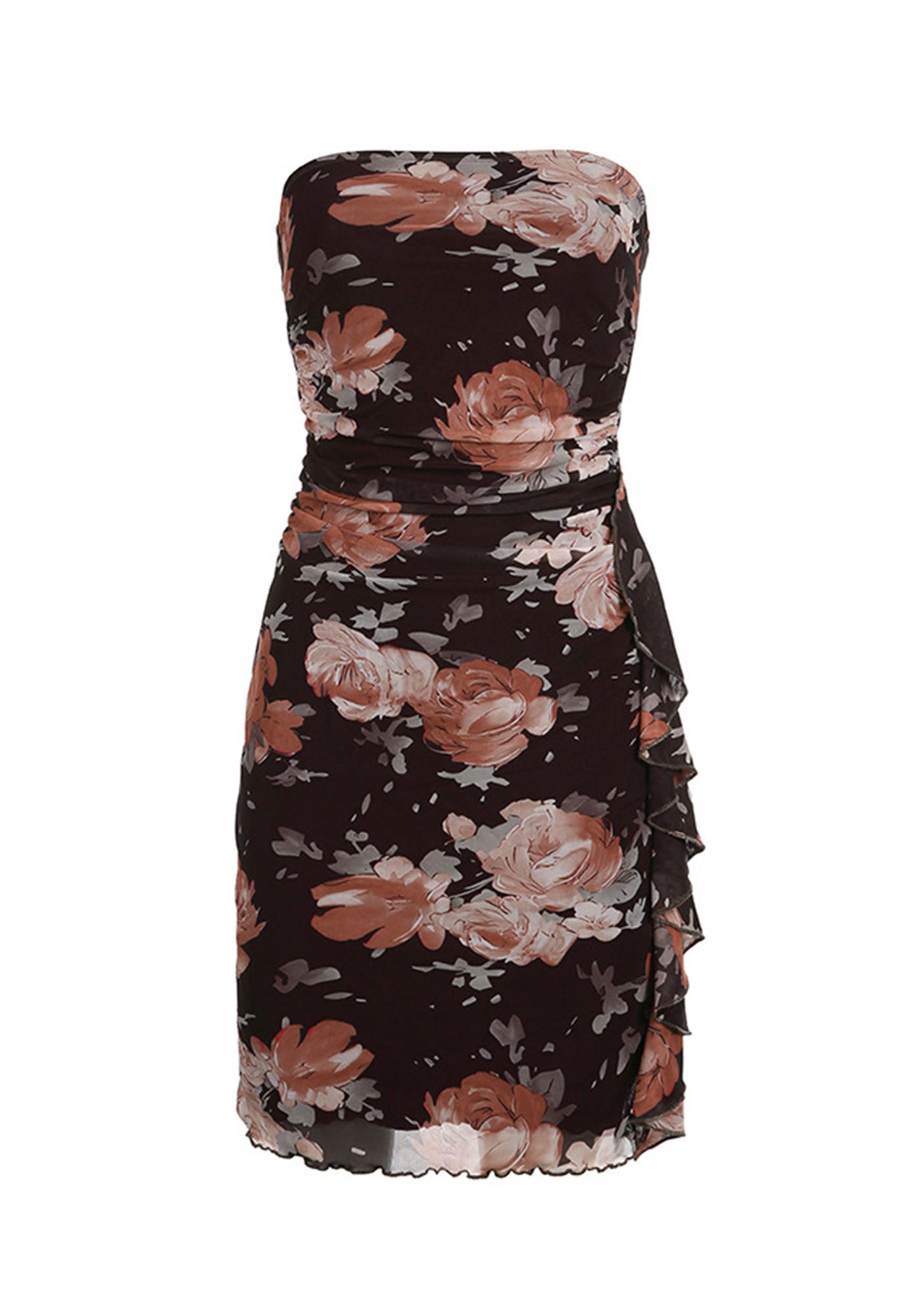 Flower Print Retro Tube Top Dress