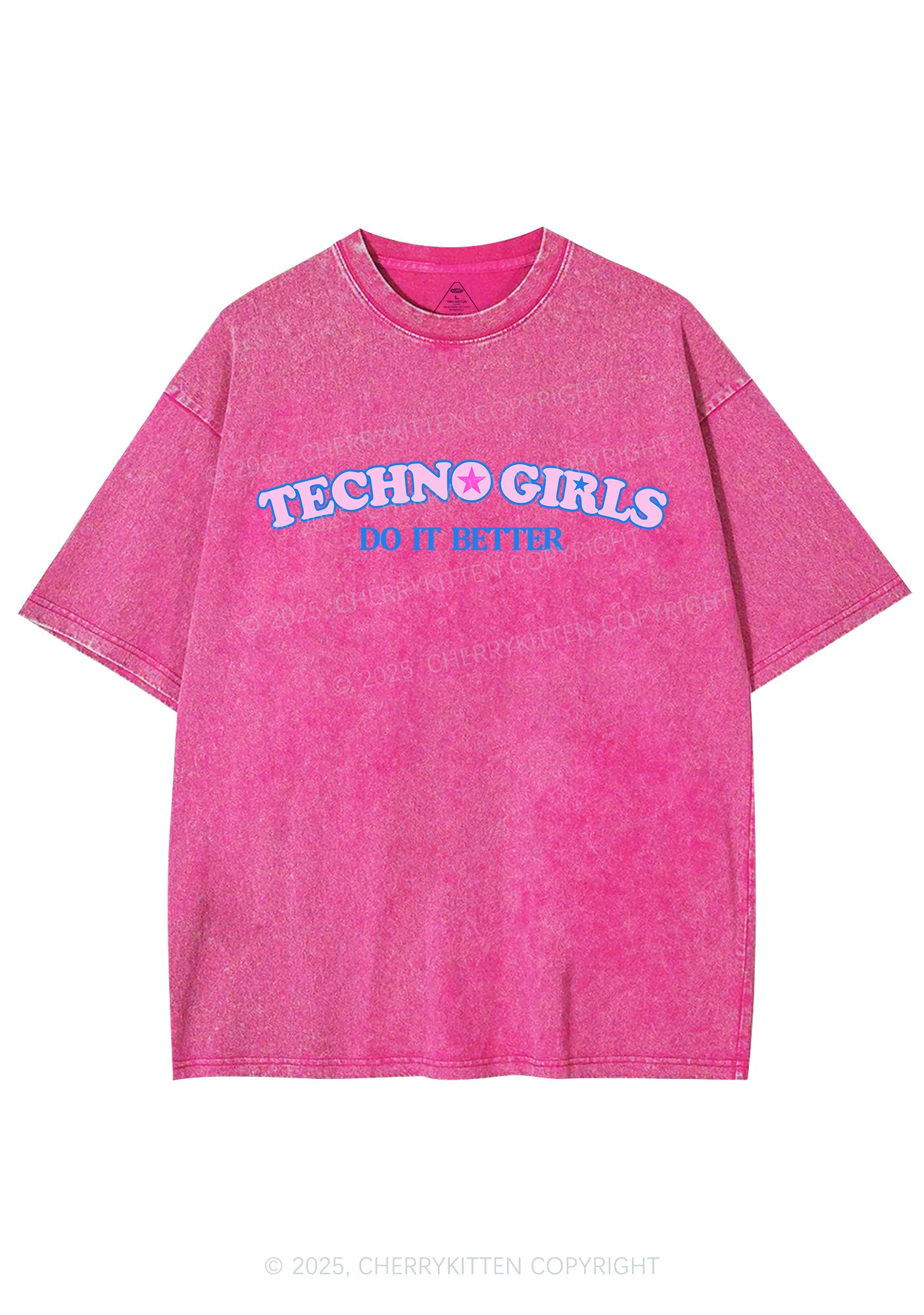 Techno Girl Do Better Y2K Shirts Washed Tee Cherrykitten