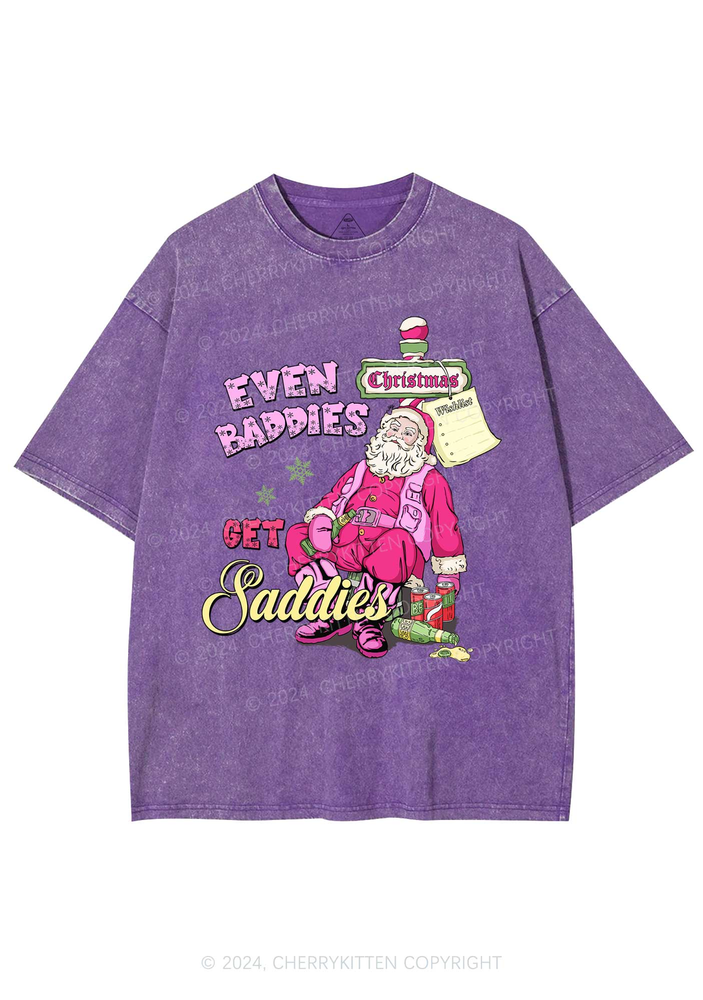 Christmas Baddies Santa Y2K Washed Tee Cherrykitten