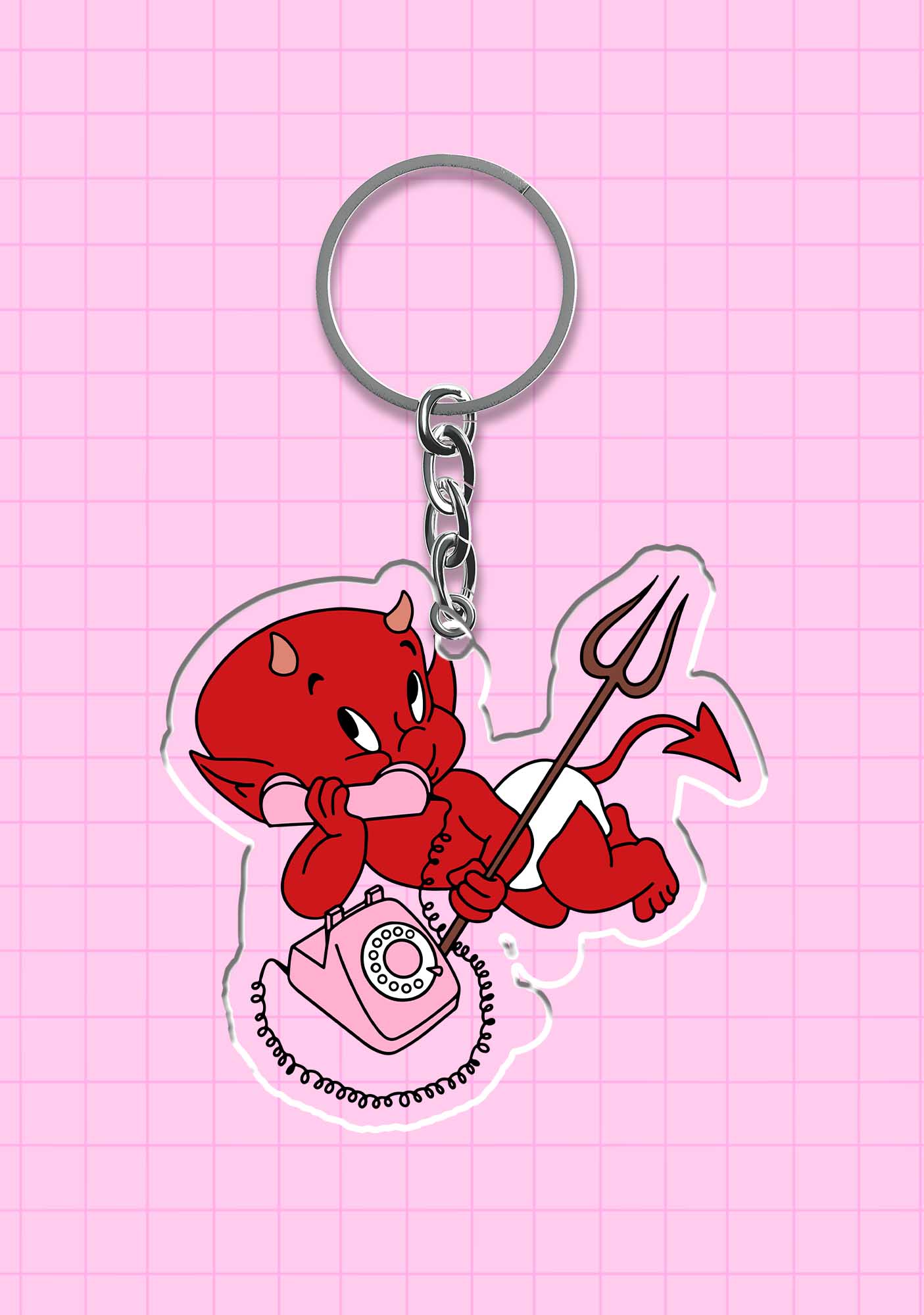 Little Devil On The Phone 1Pc Y2K Keychain Cherrykitten