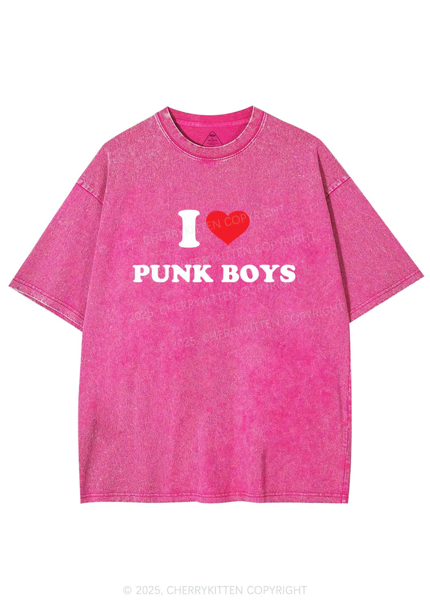 I Love Punk Boys Y2K Shirts Washed Tee Cherrykitten
