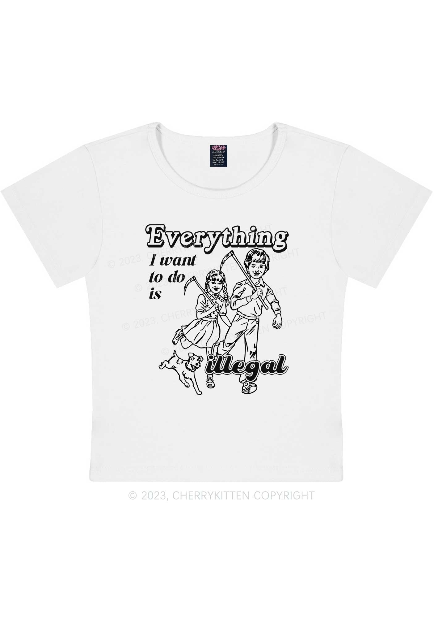 Curvy Everything Is Illegal Y2K Baby Tee Cherrykitten