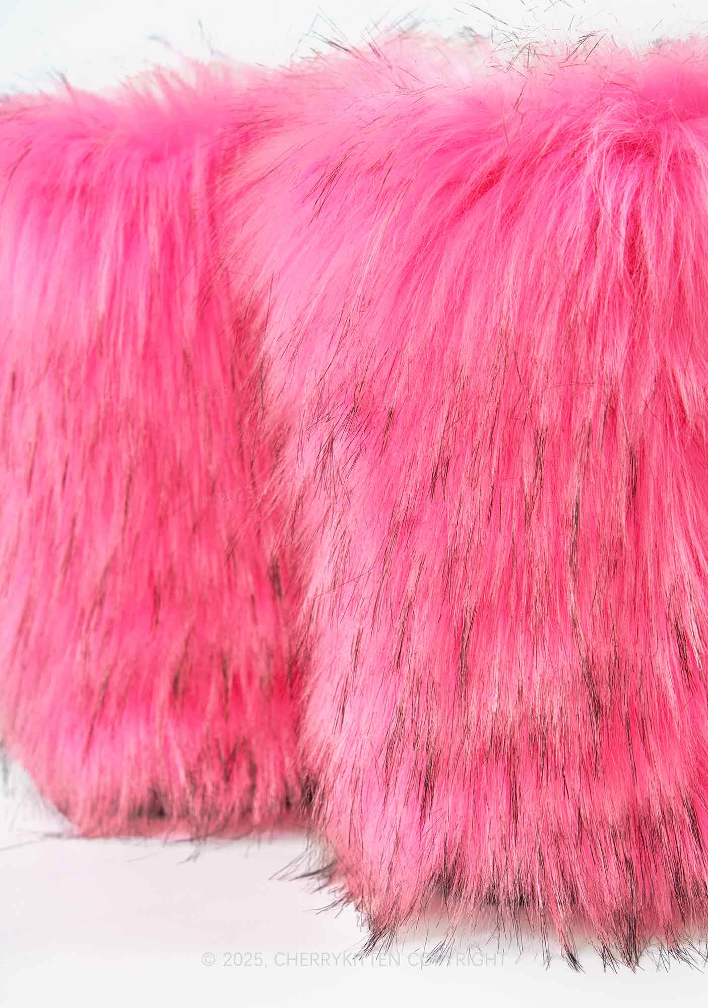 Hot Pink Faux Fur Y2K Mid Calf Boots Cherrykitten