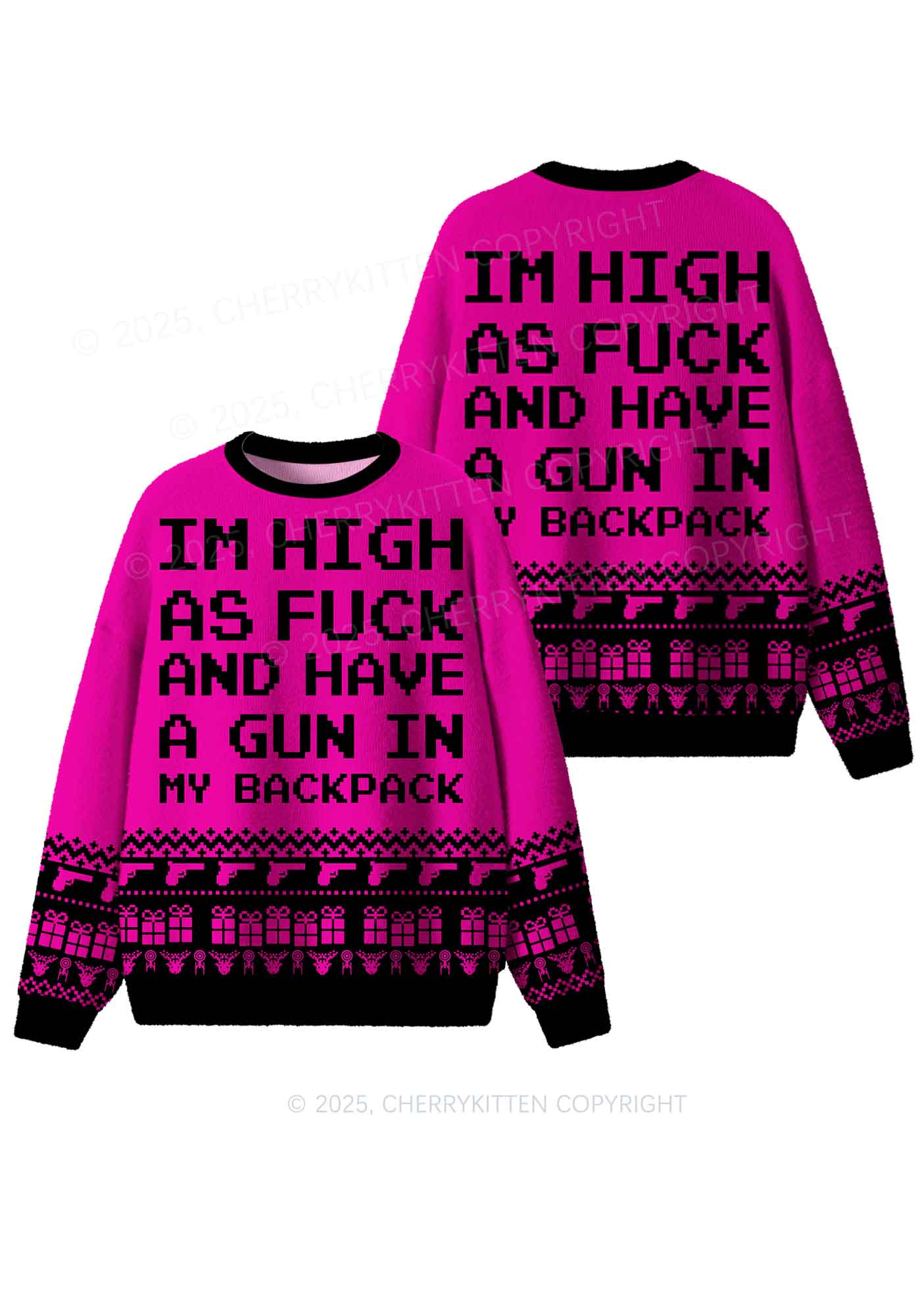 Im High Y2K Christmas Knit Sweatshirt Cherrykitten