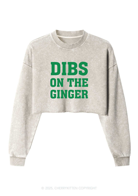 Dibs On The Ginger St Patricks Y2K Crop Washed Sweatshirts Cherrykitten