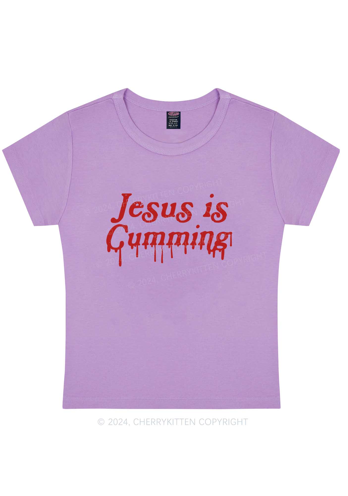 Curvy Jesus Is Cumming Y2K Baby Tee Cherrykitten
