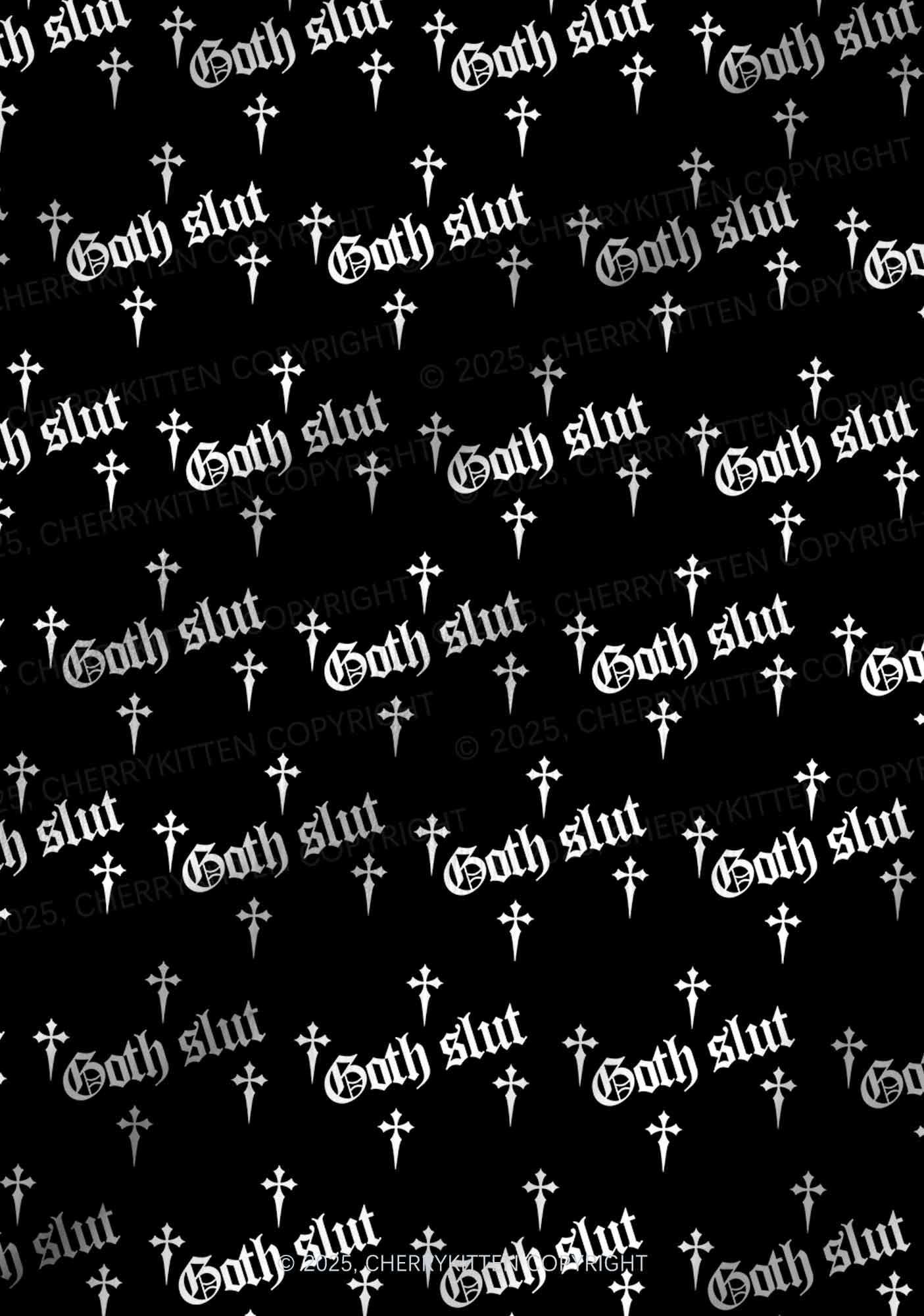 Halloween White Goth Slxt Y2K Print Long Sleeve Pajama Set Cherrykitten