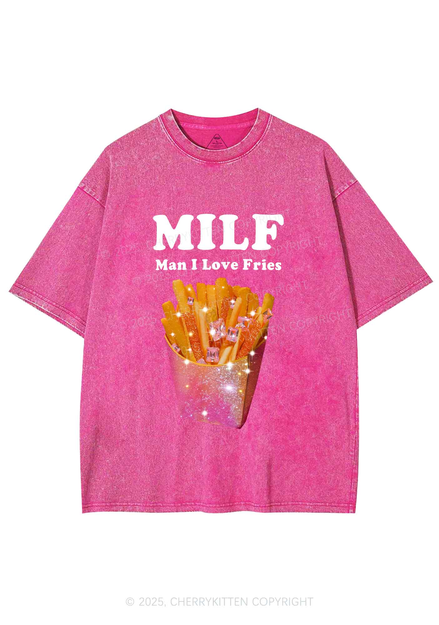 Man I Love Fries Y2K Shirts Washed Tee Cherrykitten