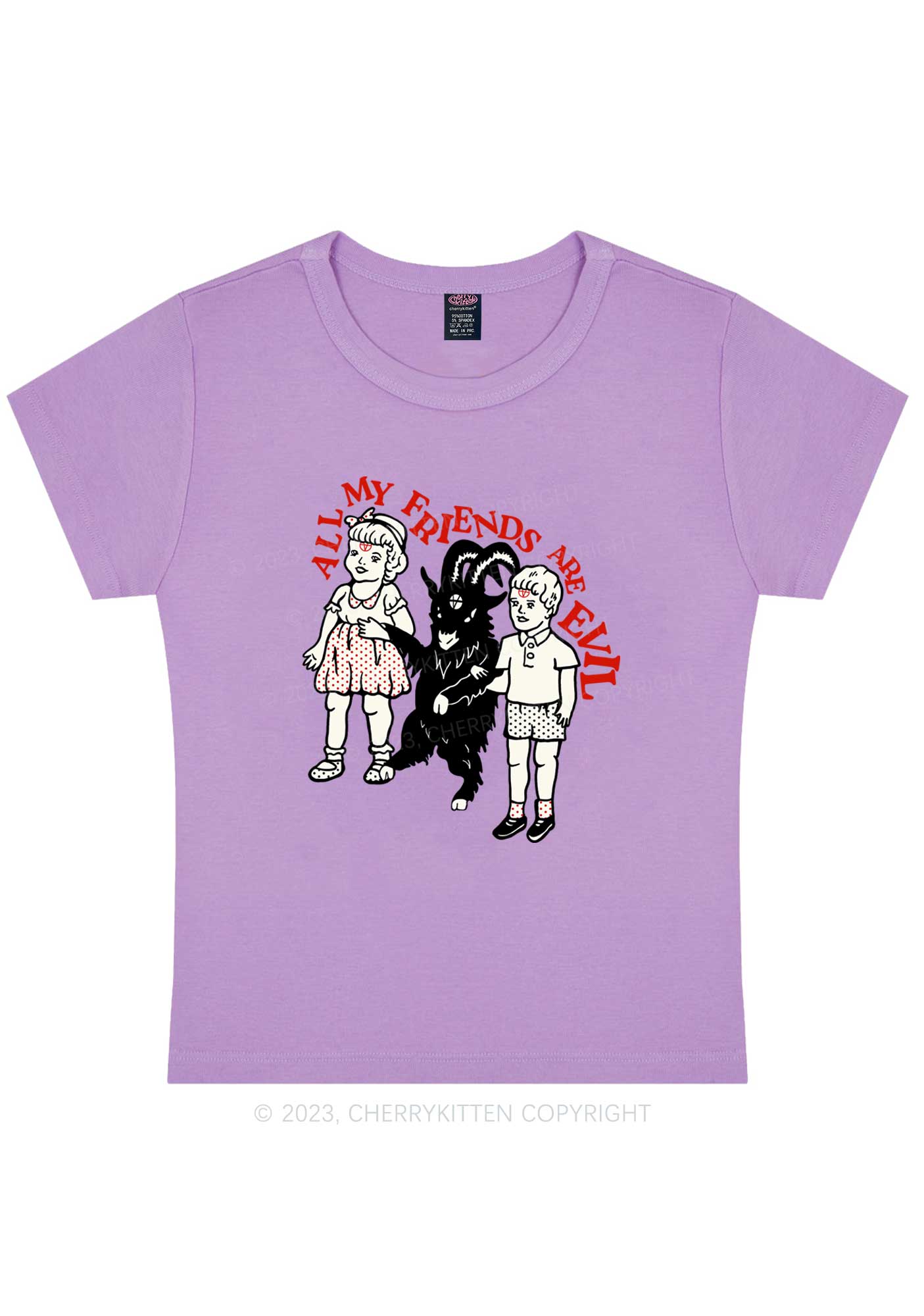 Curvy My Friends Are Evil Y2K Baby Tee Cherrykitten