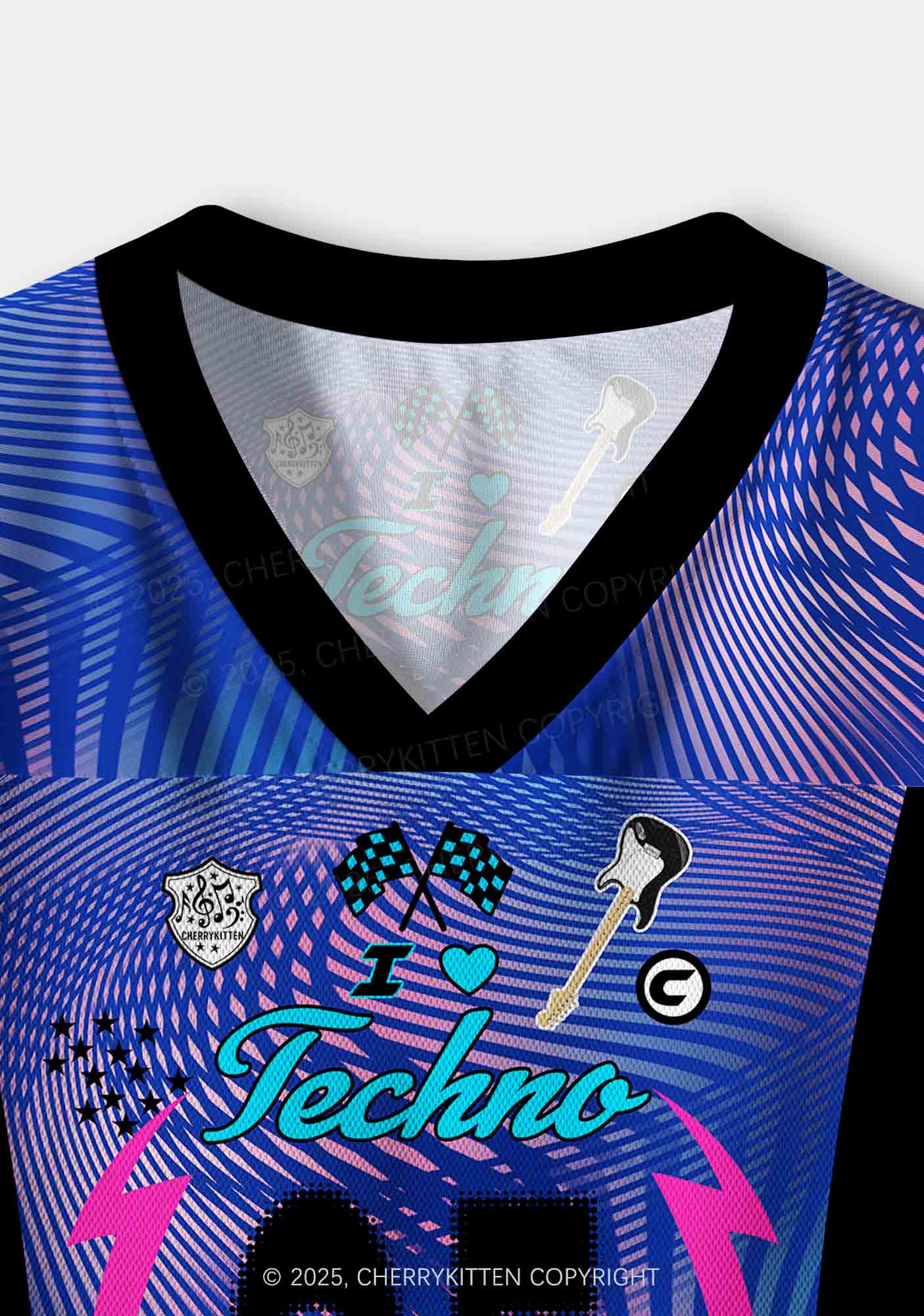 Custom I Love Techno Y2K Crop Sport Jersey Shirts Cherrykitten