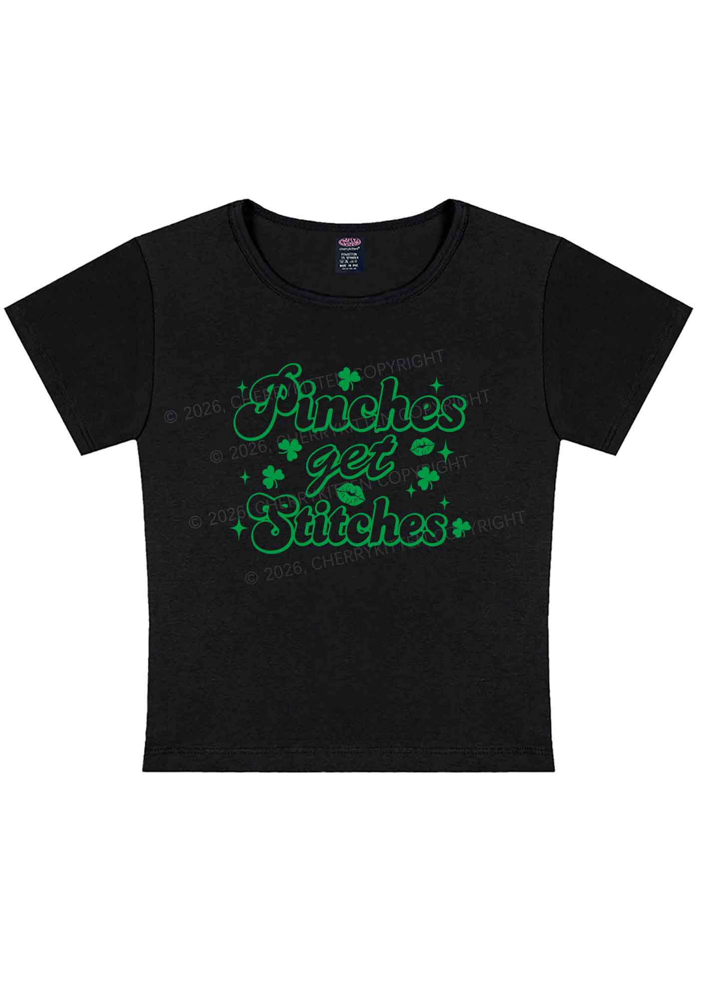 Pinches Get Stitches St Patricks Y2K Baby Tee Cherrykitten