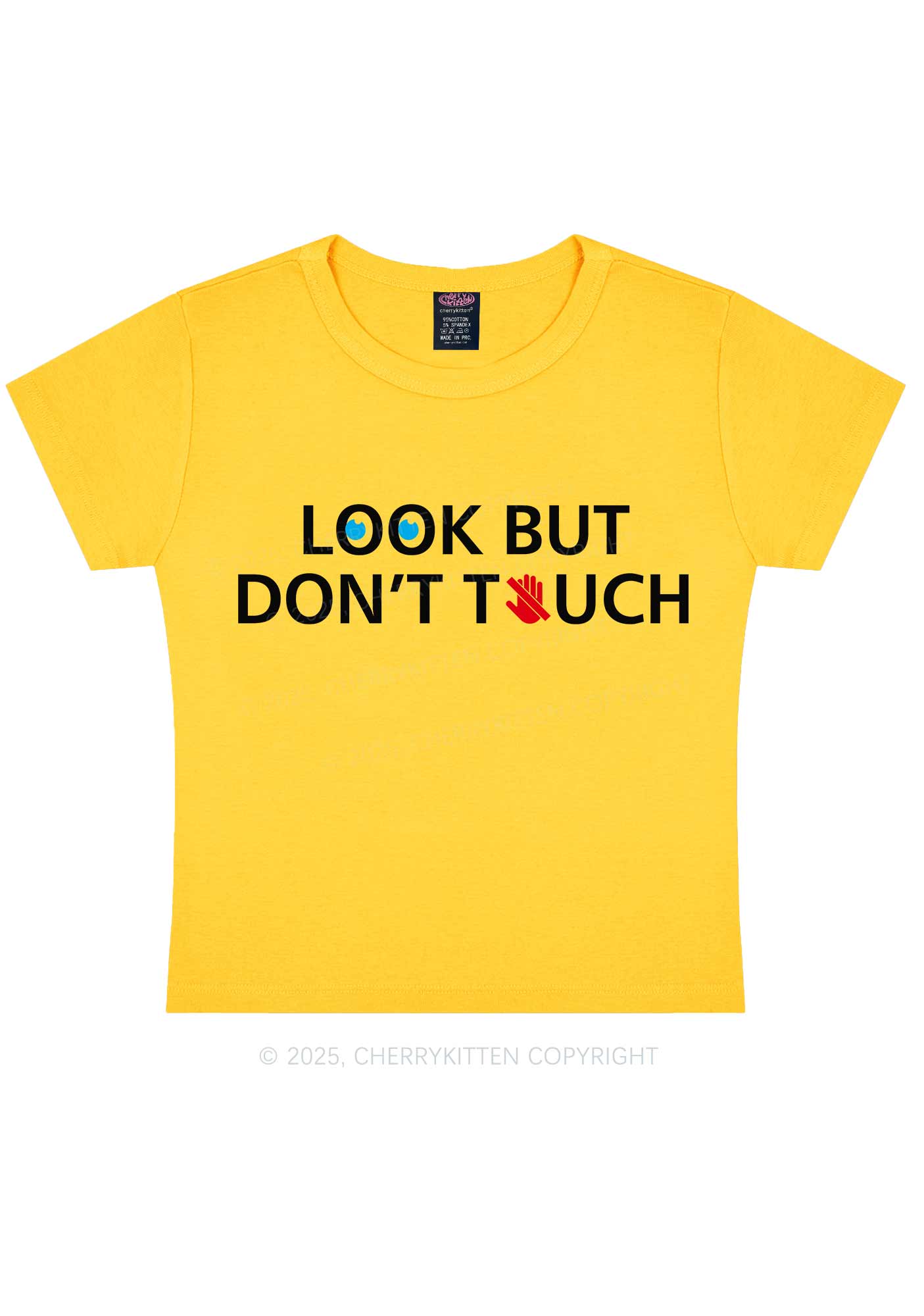 Look Dont Touch Y2K Baby Tee Cherrykitten