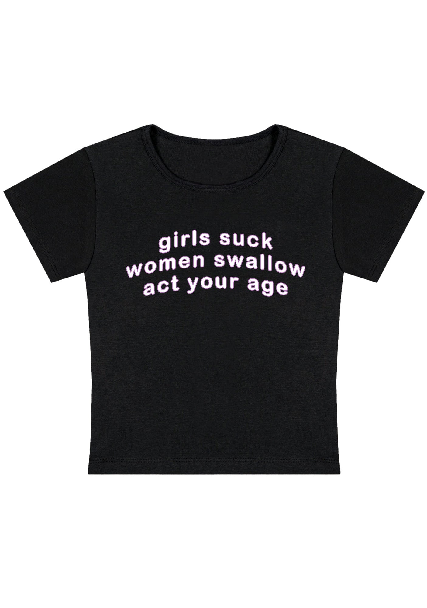 Curvy Women Swallow Act Your Age Baby Tee