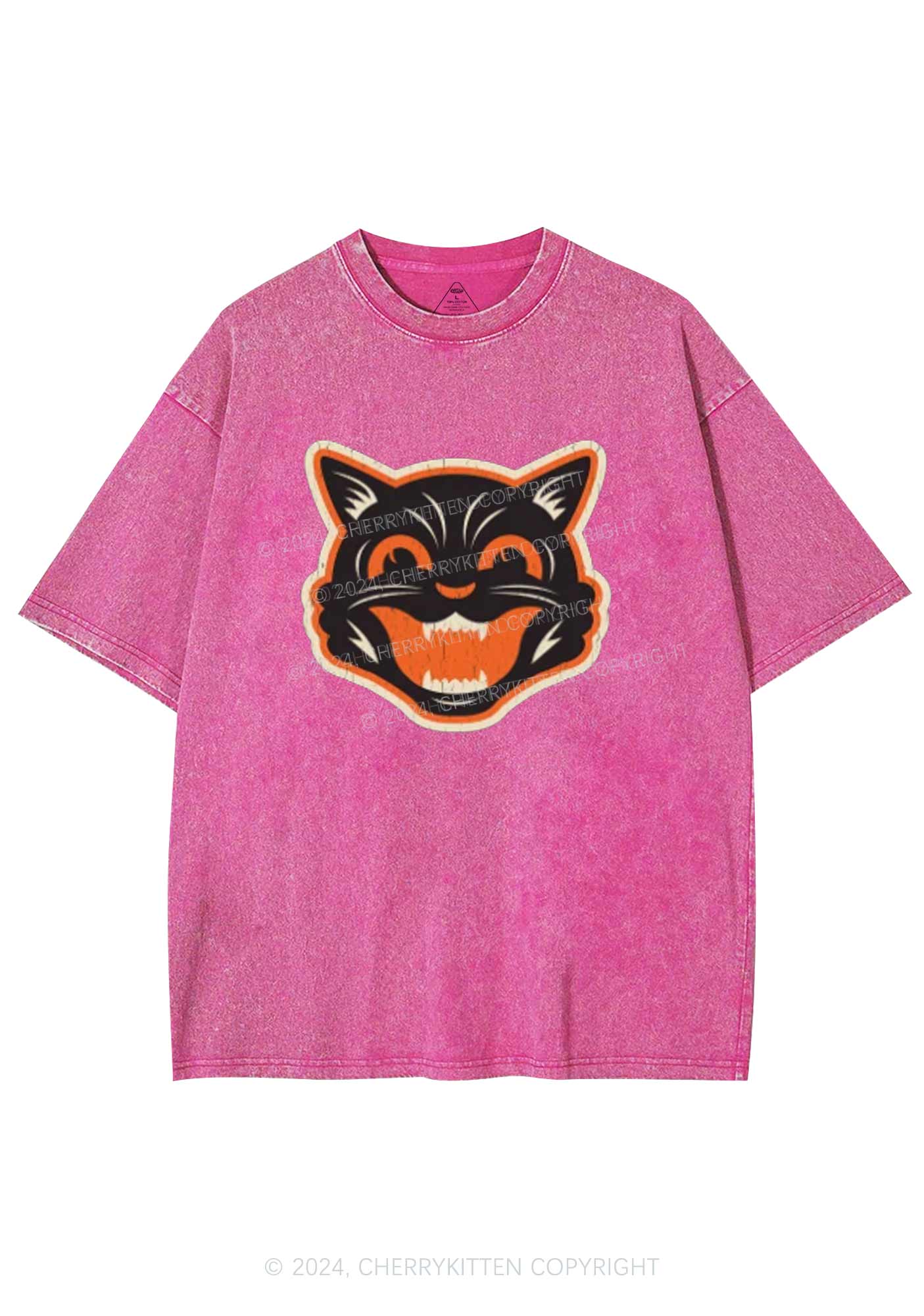 Halloween Black Cat Y2K Washed Tee Cherrykitten
