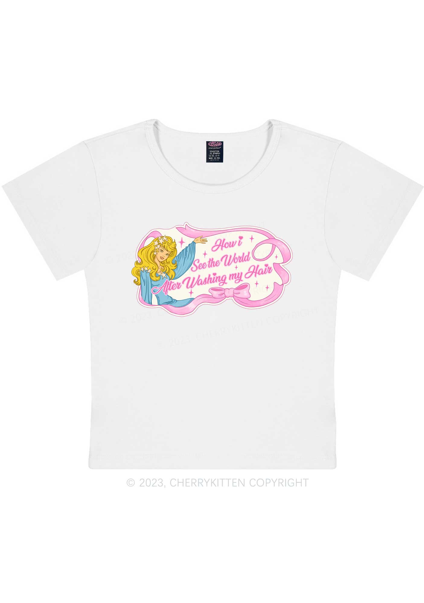 Curvy Hair Wash Day Y2K Baby Tee Cherrykitten