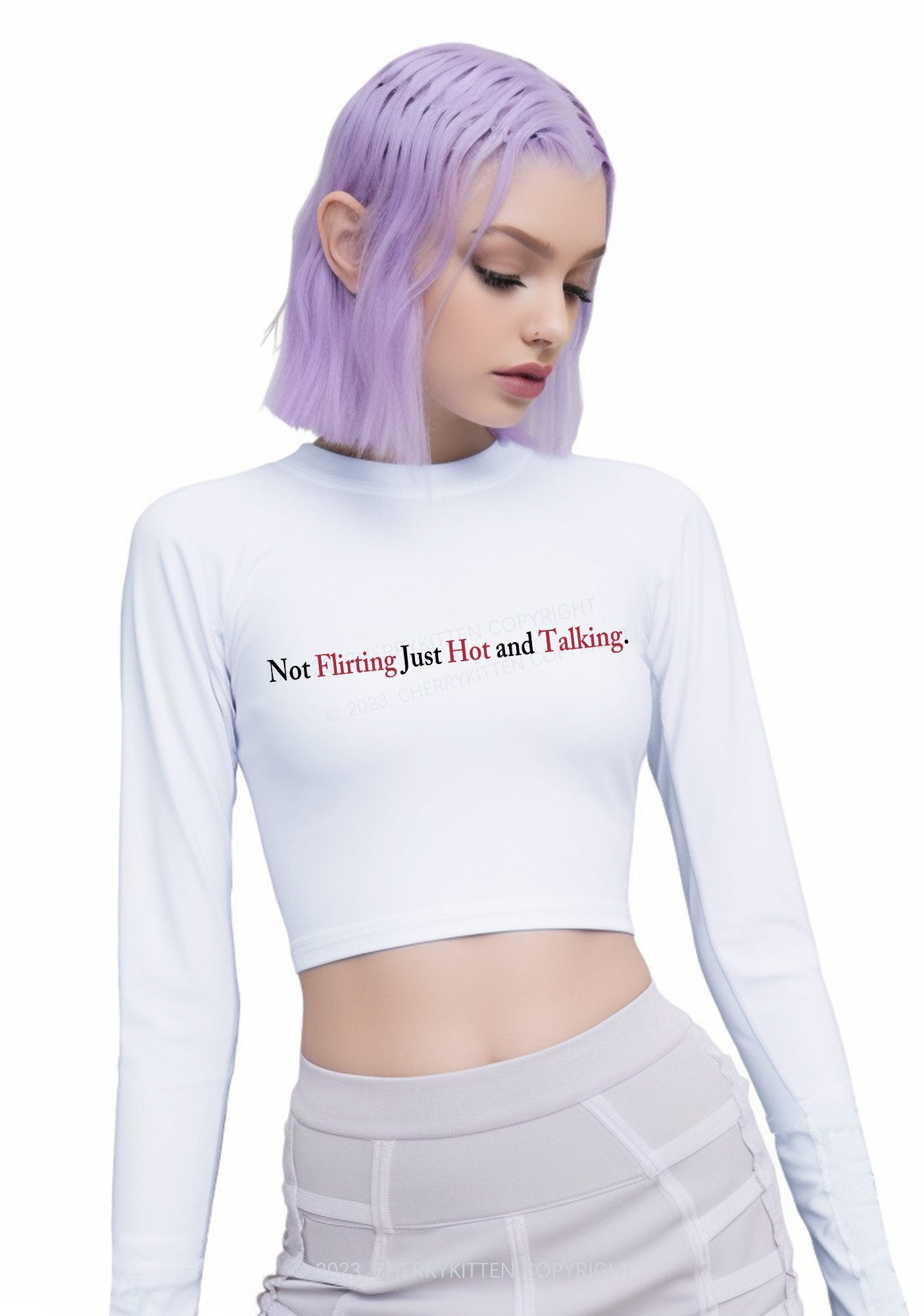 Just Hot And Talking Long Sleeve Crop Top Cherrykitten