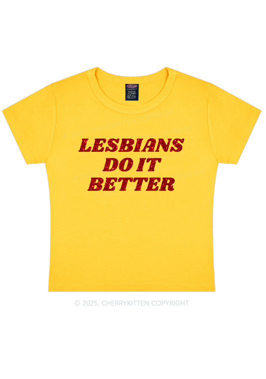 Glitter Lesbians Do It Better Pride Y2K Baby Tee Cherrykitten