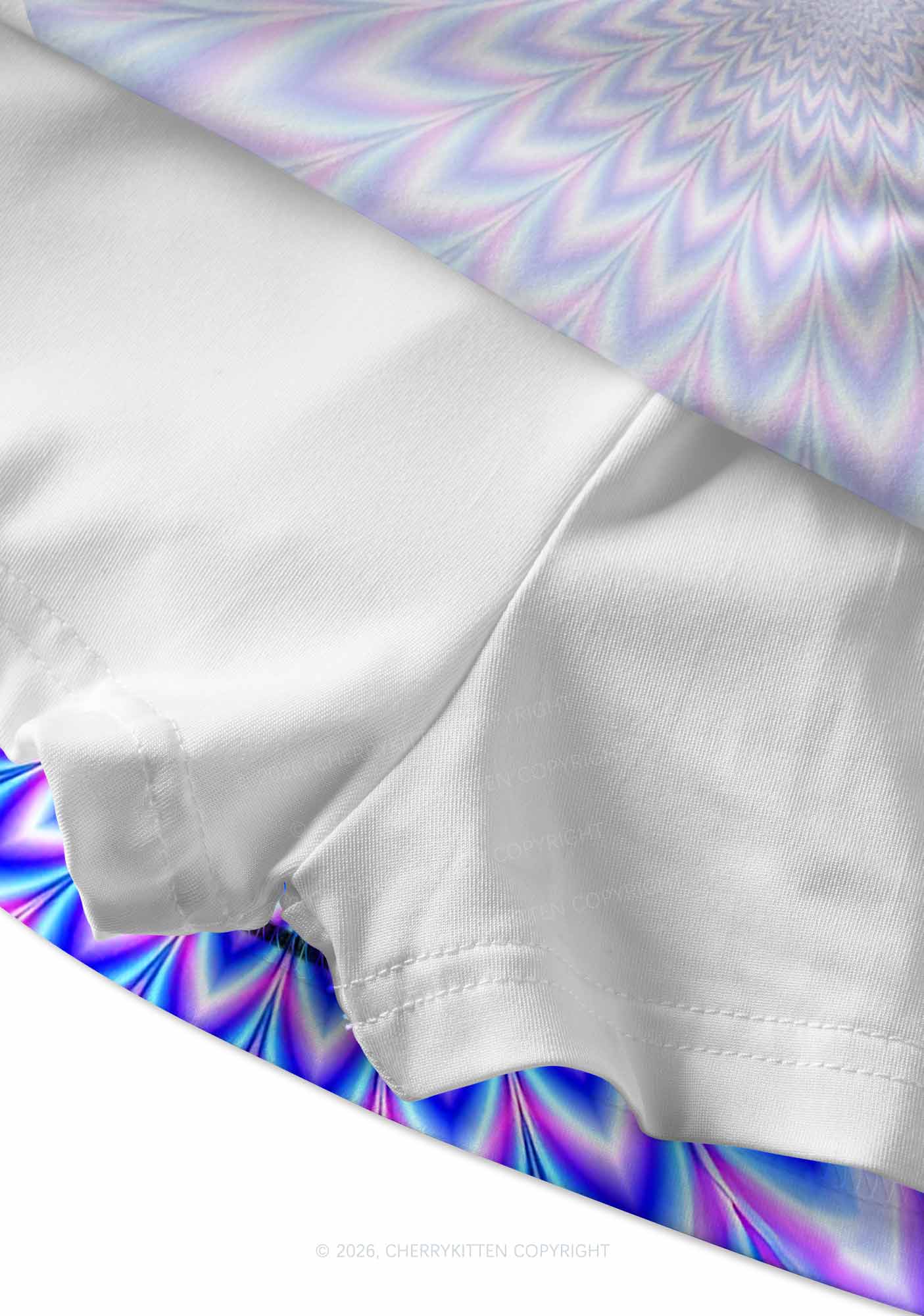 Blue Vortex Optical Illusion Y2K Print Mini Skirt Cherrykitten