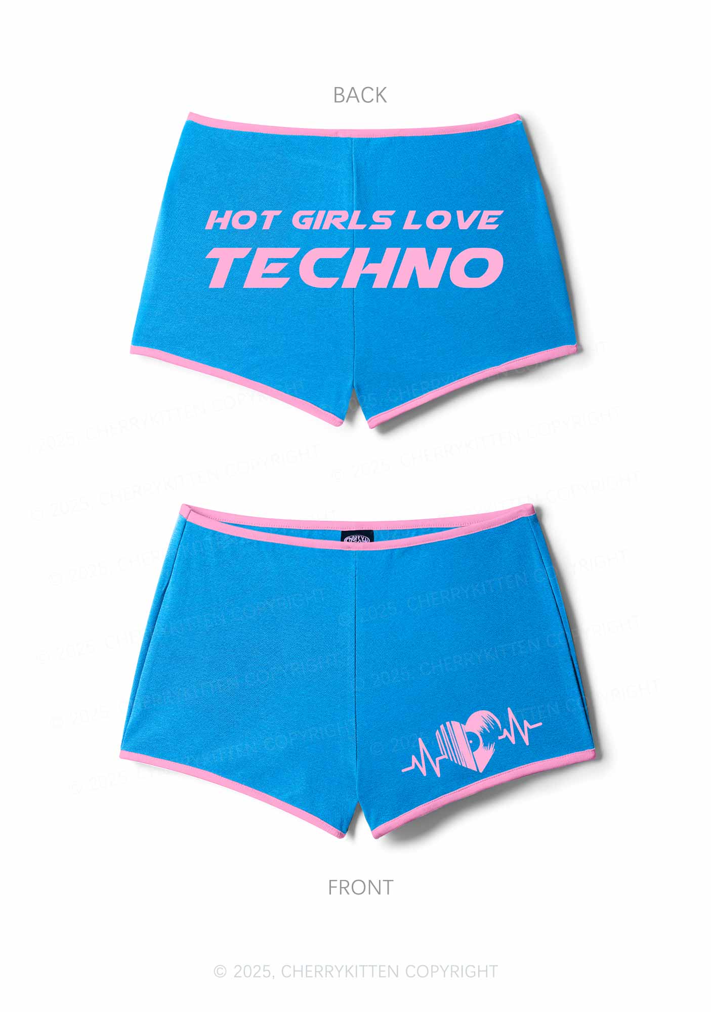 Hot Girls Love Techno Y2K Booty Shorts Cherrykitten