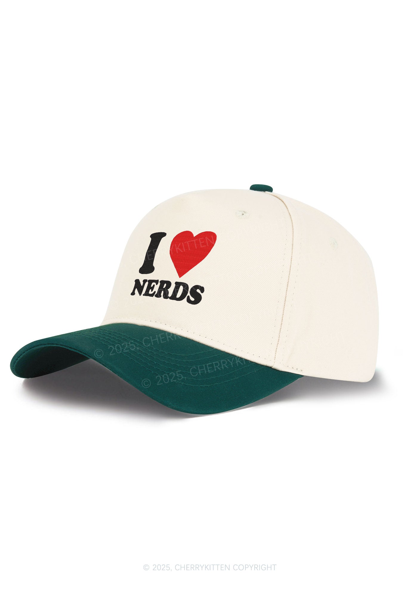 Embroidered I Love Nerds Y2K Color Block Baseball Cap Cherrykitten