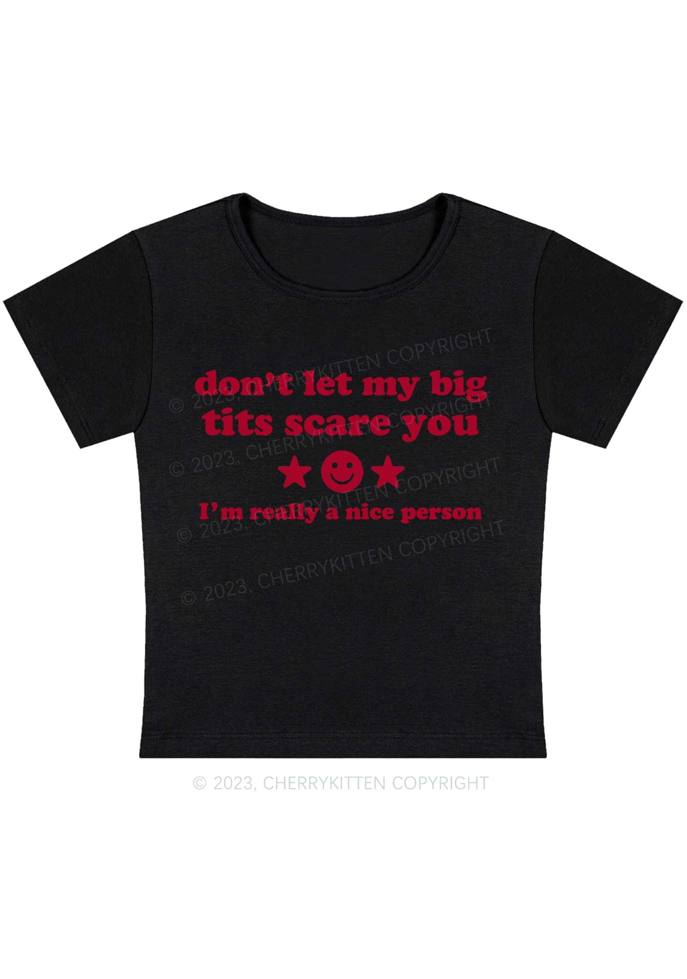 Don't Let My Big Txts Scare You Y2K Baby Tee Cherrykitten