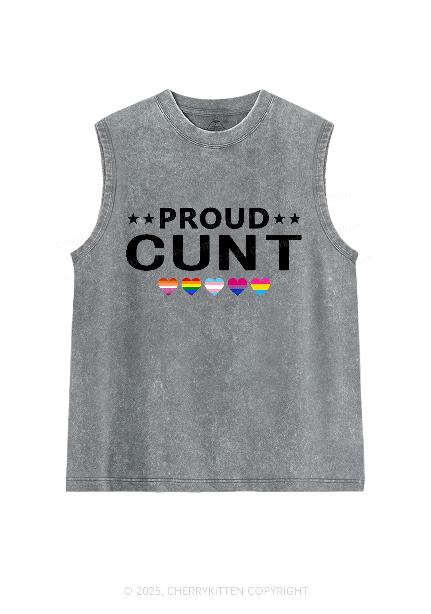 Proud Cxxt Pride Y2K Washed Muscle Tank Cherrykitten