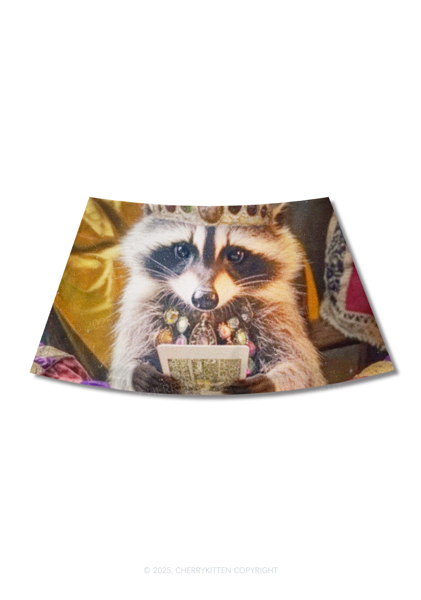 Tarot Raccoon Y2K Print Mini Skirt Cherrykitten