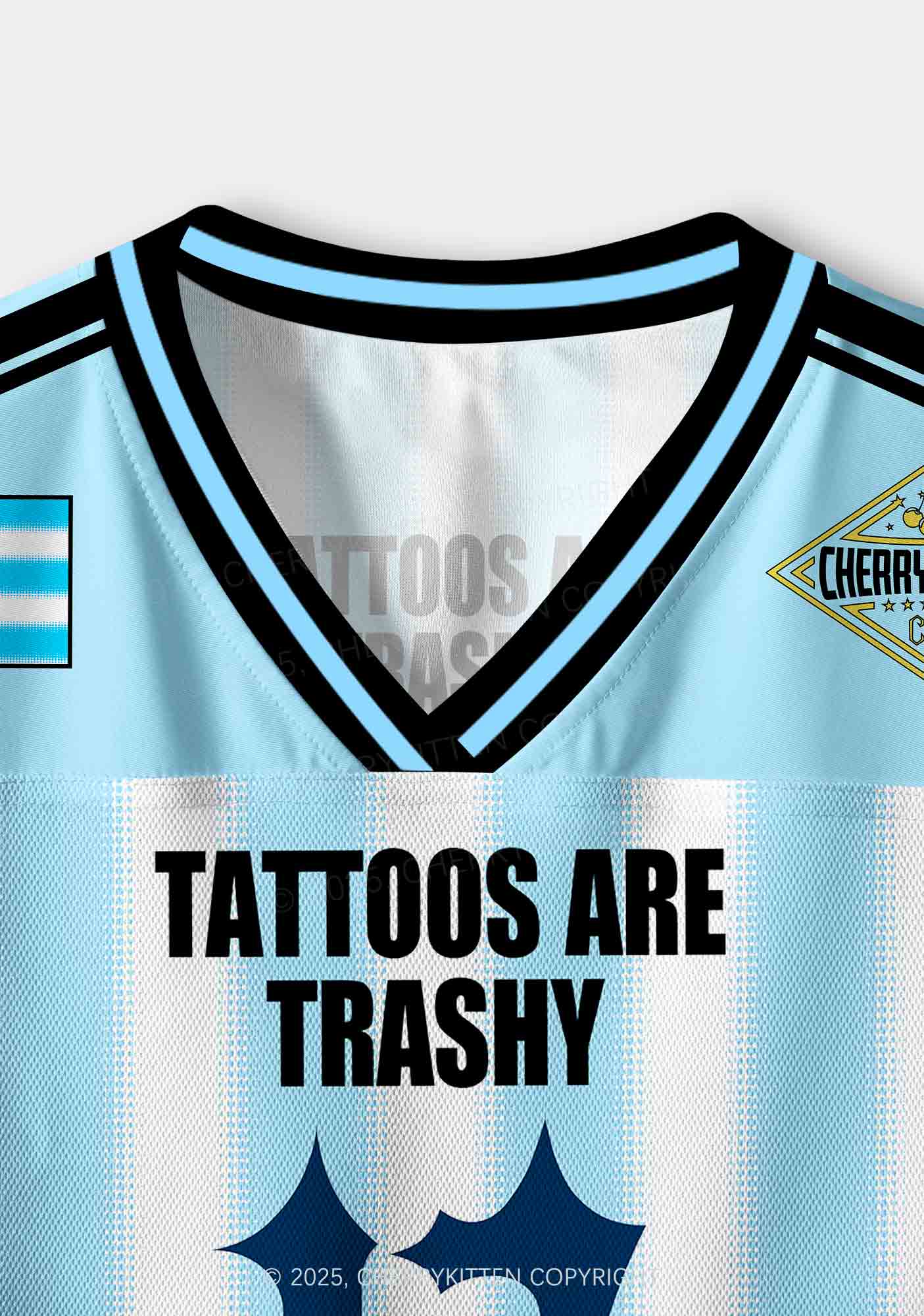 Custom Tattoos Are Trashy Y2K Crop Sport Jersey Shirts Cherrykitten