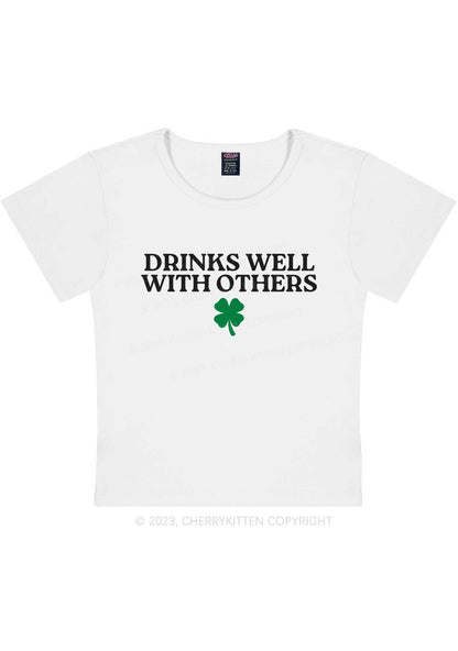 Drinks Well With Others St Patricks Y2K Baby Tee Cherrykitten