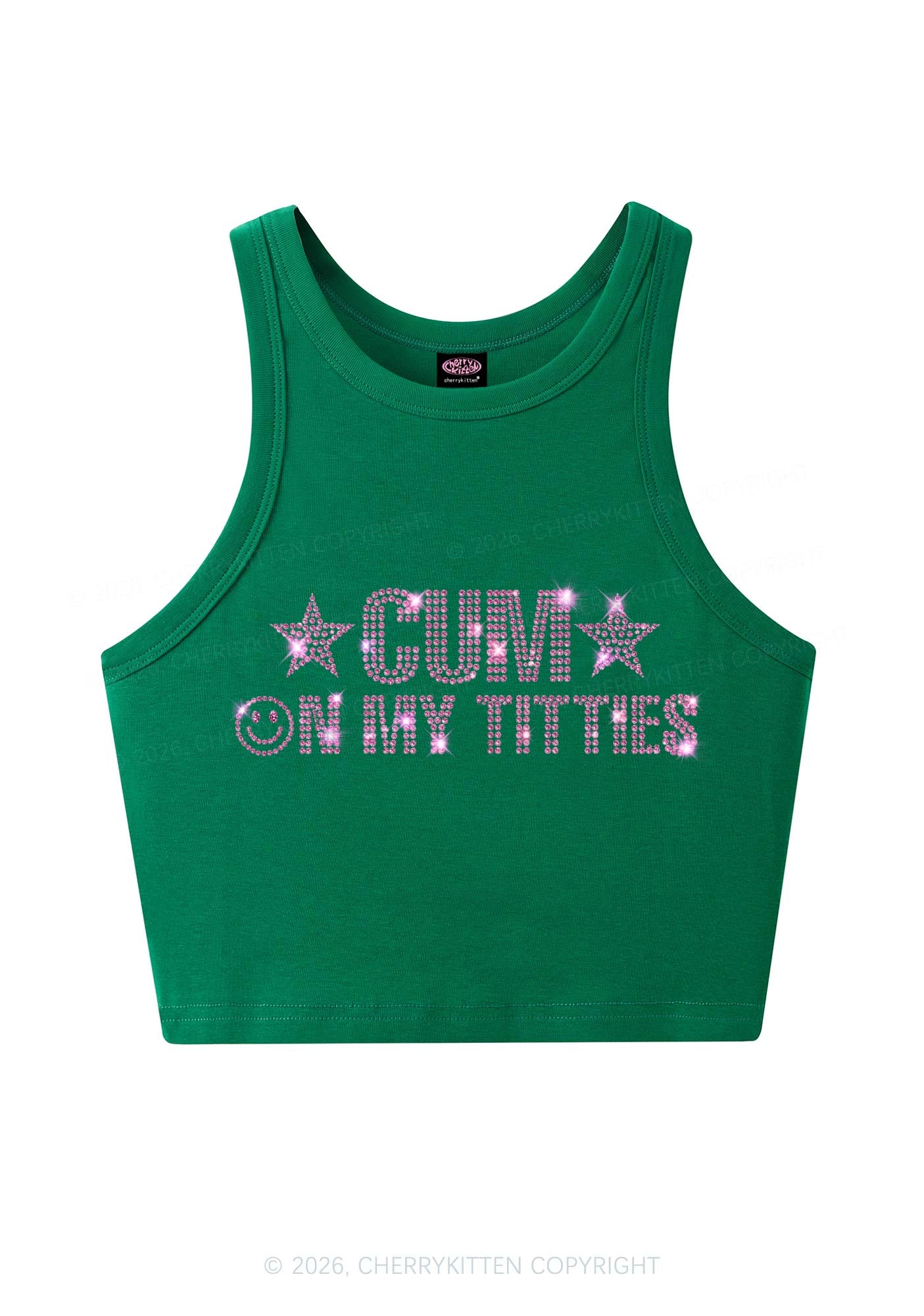 Rhinestone Cxm On My Txtties Y2K Crop Tank Top Cherrykitten