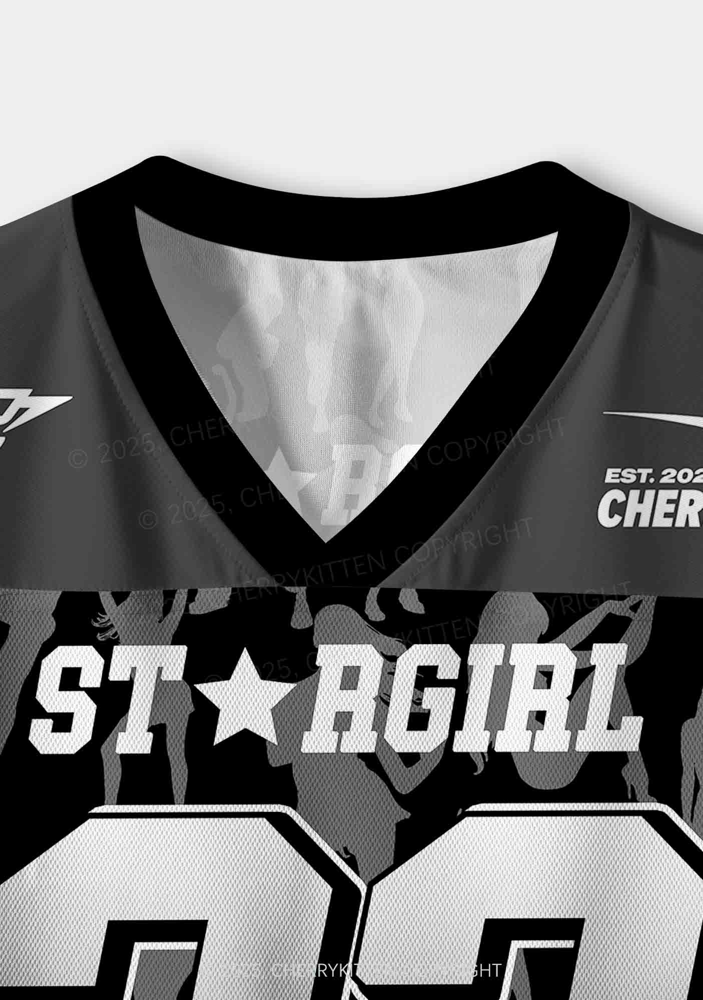 Custom Black Star Girl Y2K Crop Sport Jersey Shirts Cherrykitten