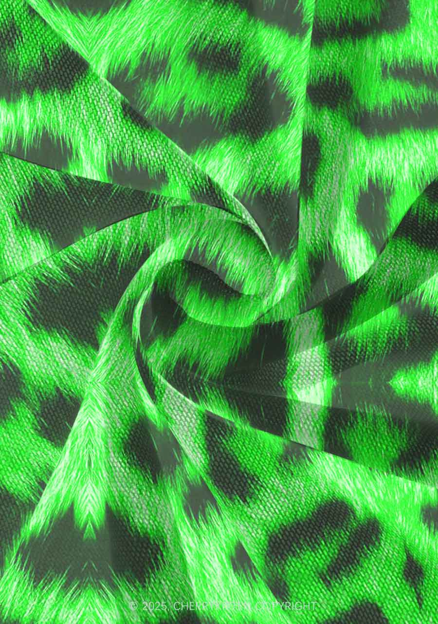 Bright Green Leopard Y2K Print Mini Layered Skirt Cherrykitten
